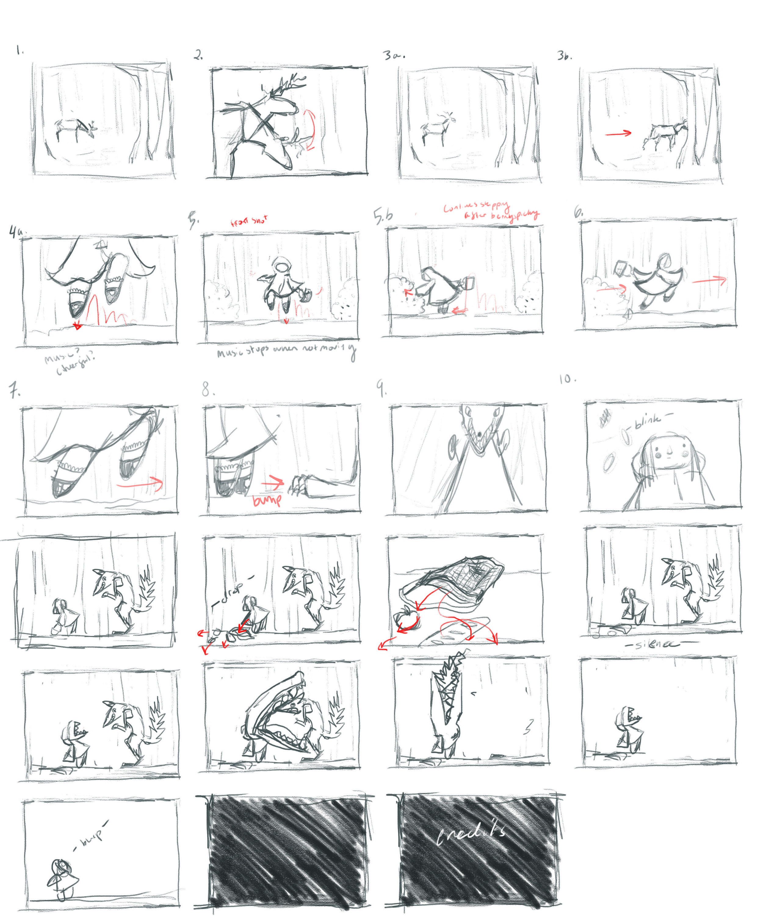 Preliminary Storyboard for Mabel and the Wolf