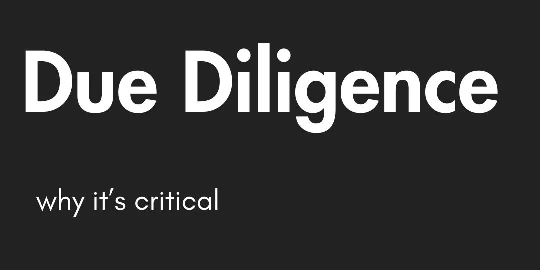 Title slide with white text on a black background reading 'Due Diligence: why it's critical'