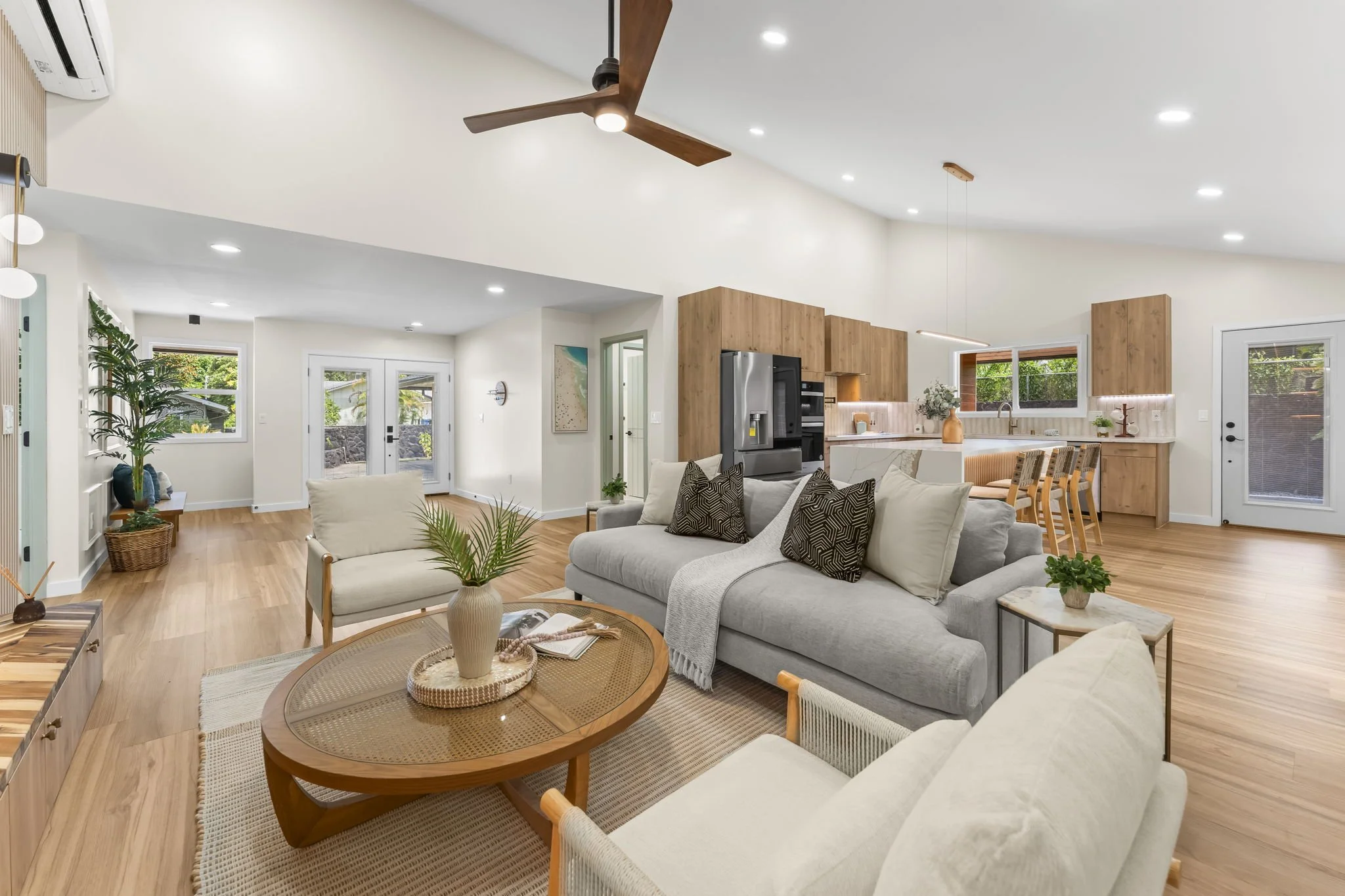 Living room staged by OASIS STAGING + DESIGN on Oahu