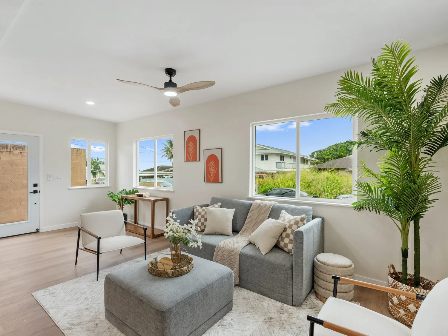 Staged living room in Honolulu