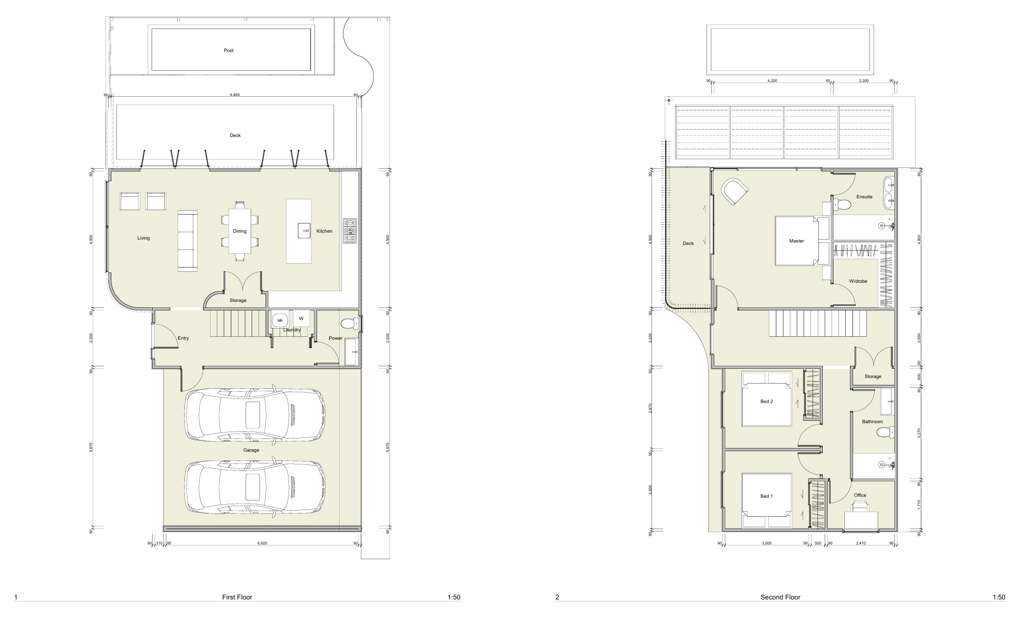 Floor plans, coastal holiday home