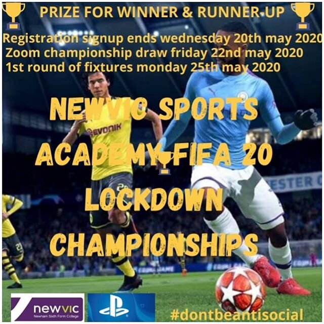 Congratulations to our 1st ever fifa20 champion student Marian🤴over the last couple of months during the lock down period our sports academy students have been battling it out on fifa20 to be crowned fifa lockdown champion this was inspired by the @