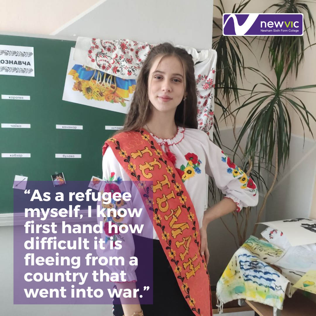 NewVIc celebrates the strength and resilience of refugees like our student Olha; who fled the war in the Ukraine.