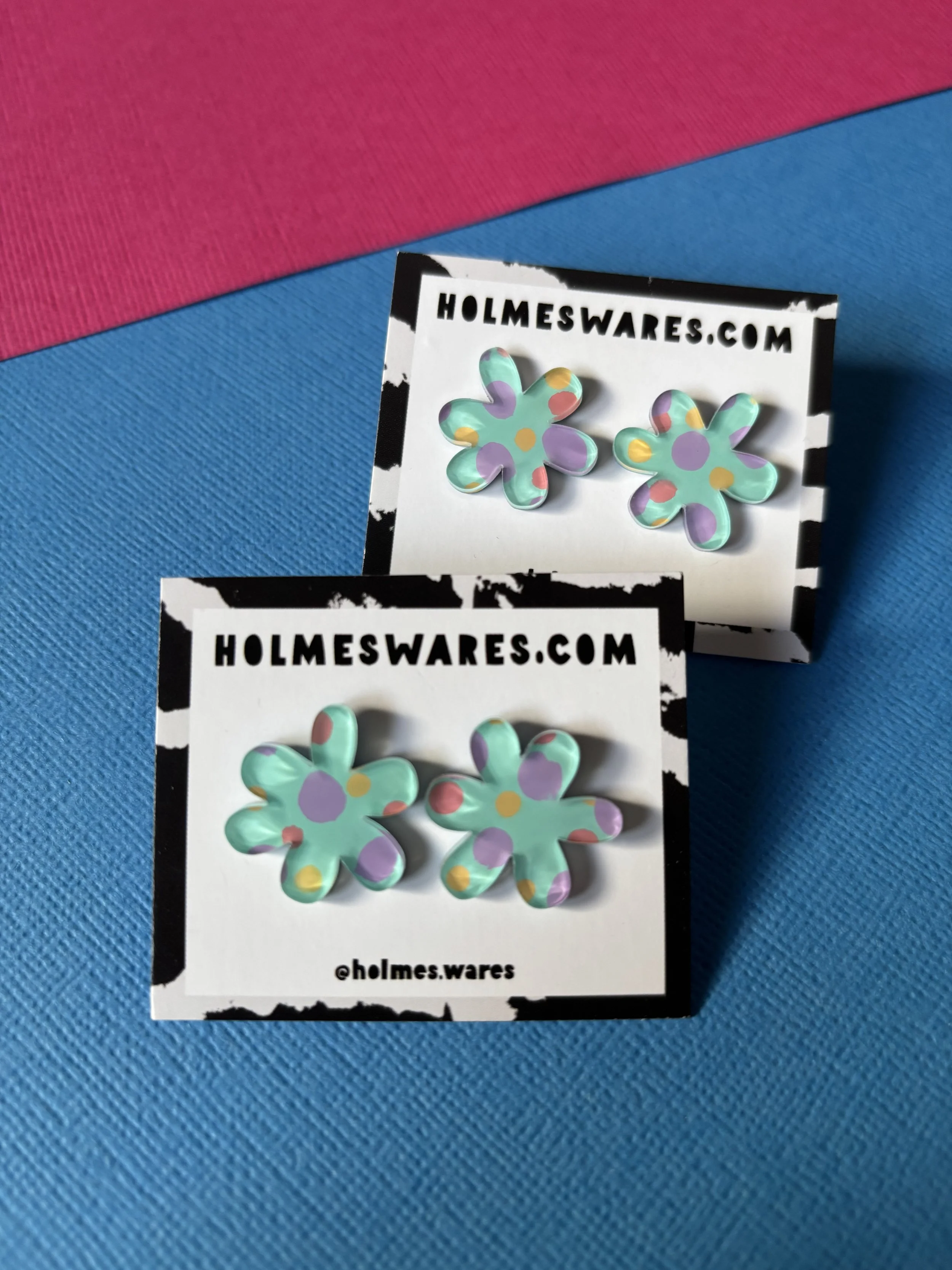 Hand painted earrings - pastel flowers