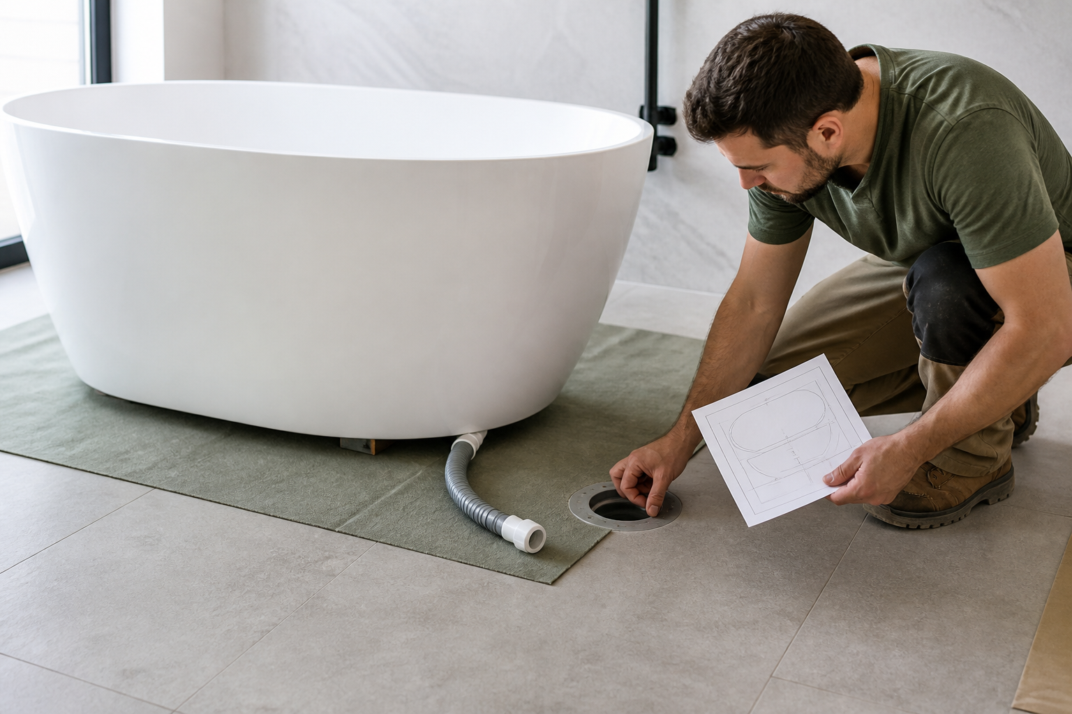 Freestanding Bathtub Drainage Planning