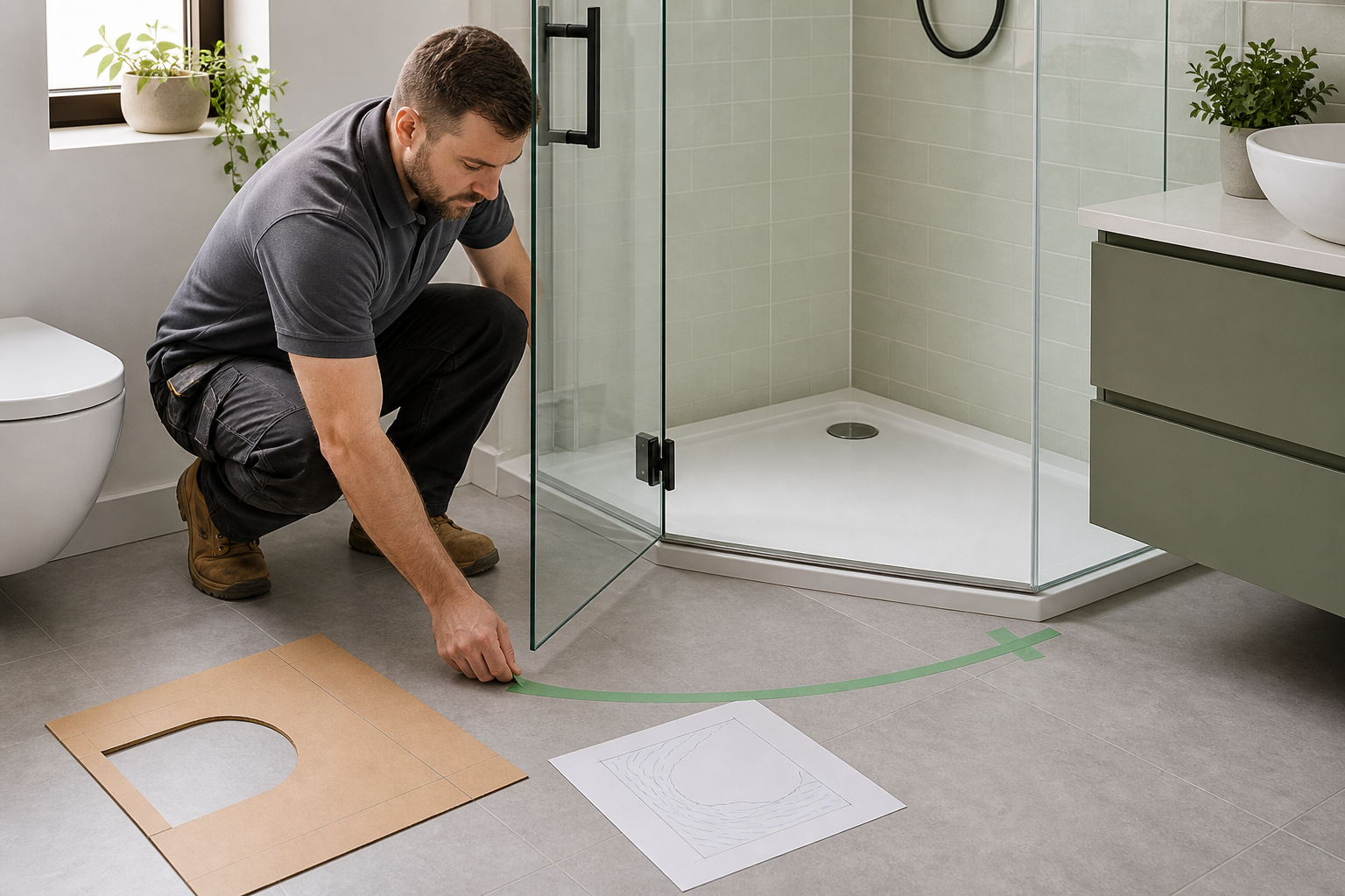 Shower Enclosure Door Opening: Connect Clearance to Splash Containment