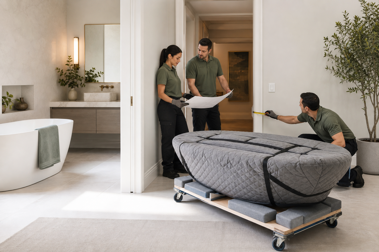 Bathtub Weight and Handling: Plan the Route, Team and Protection