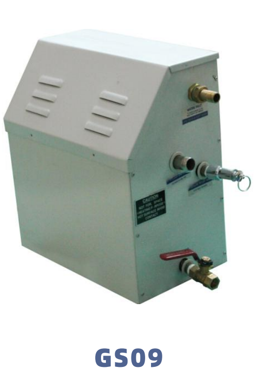 A white industrial machine labeled "GS09" with connection ports and valves, likely used for a specific technical or industrial purpose.