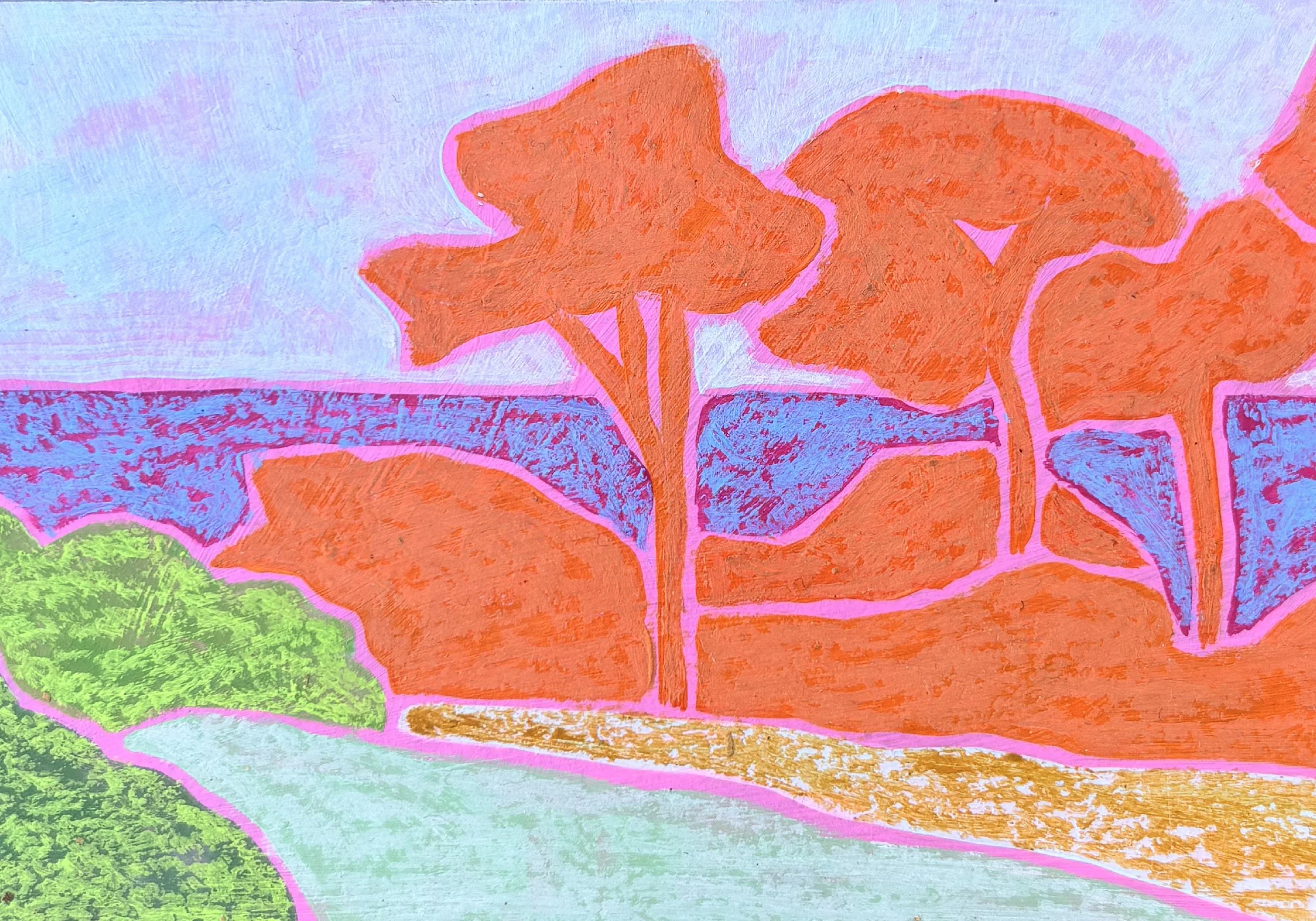 Pastel à l'huile bleu