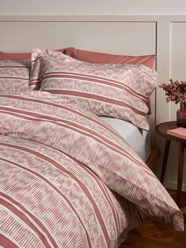 John Lewis X Collagerie Ikat Stripe Duvet Cover Set, Rosa.jpeg