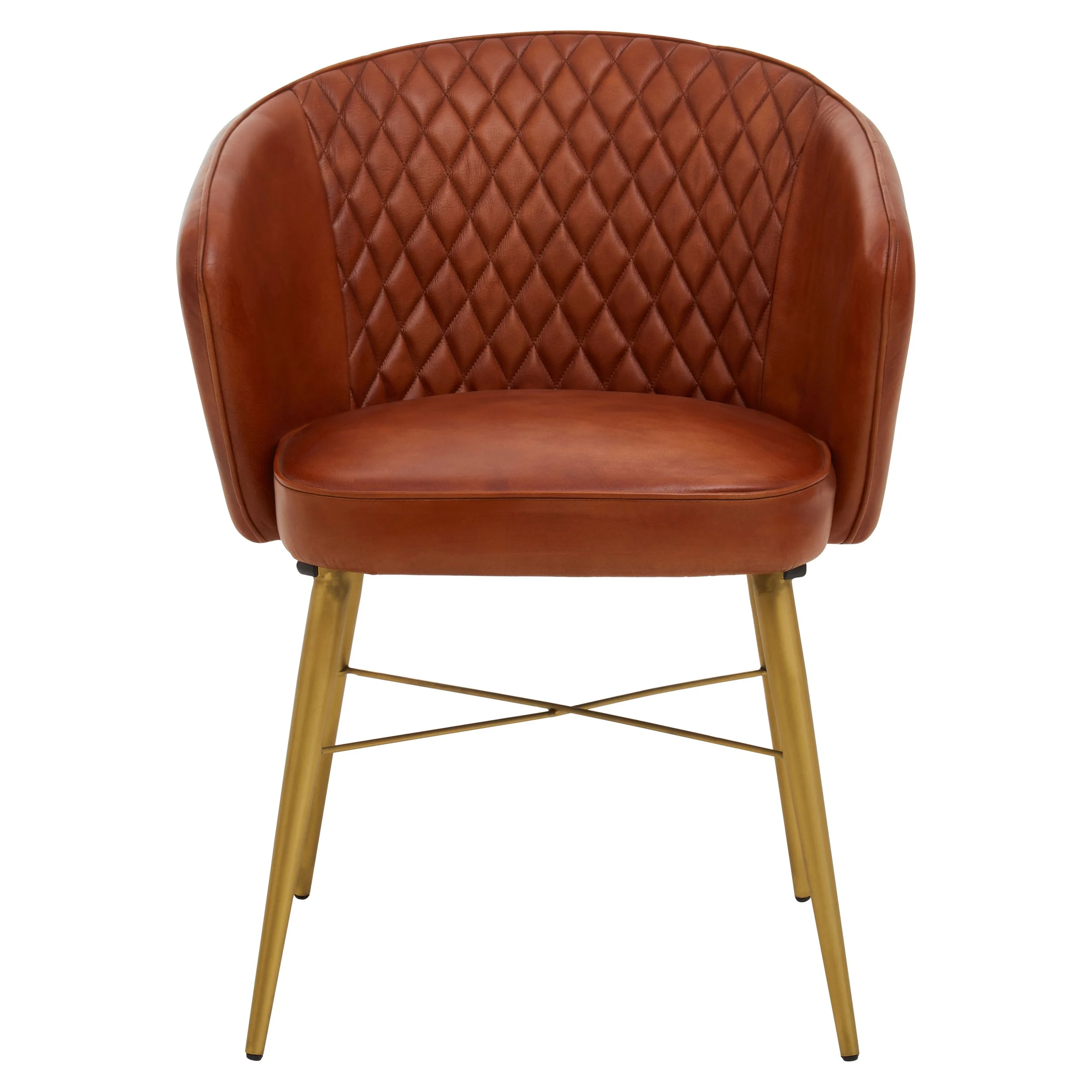 Dallas Tan Leather Chair With Gold Finish Legs
