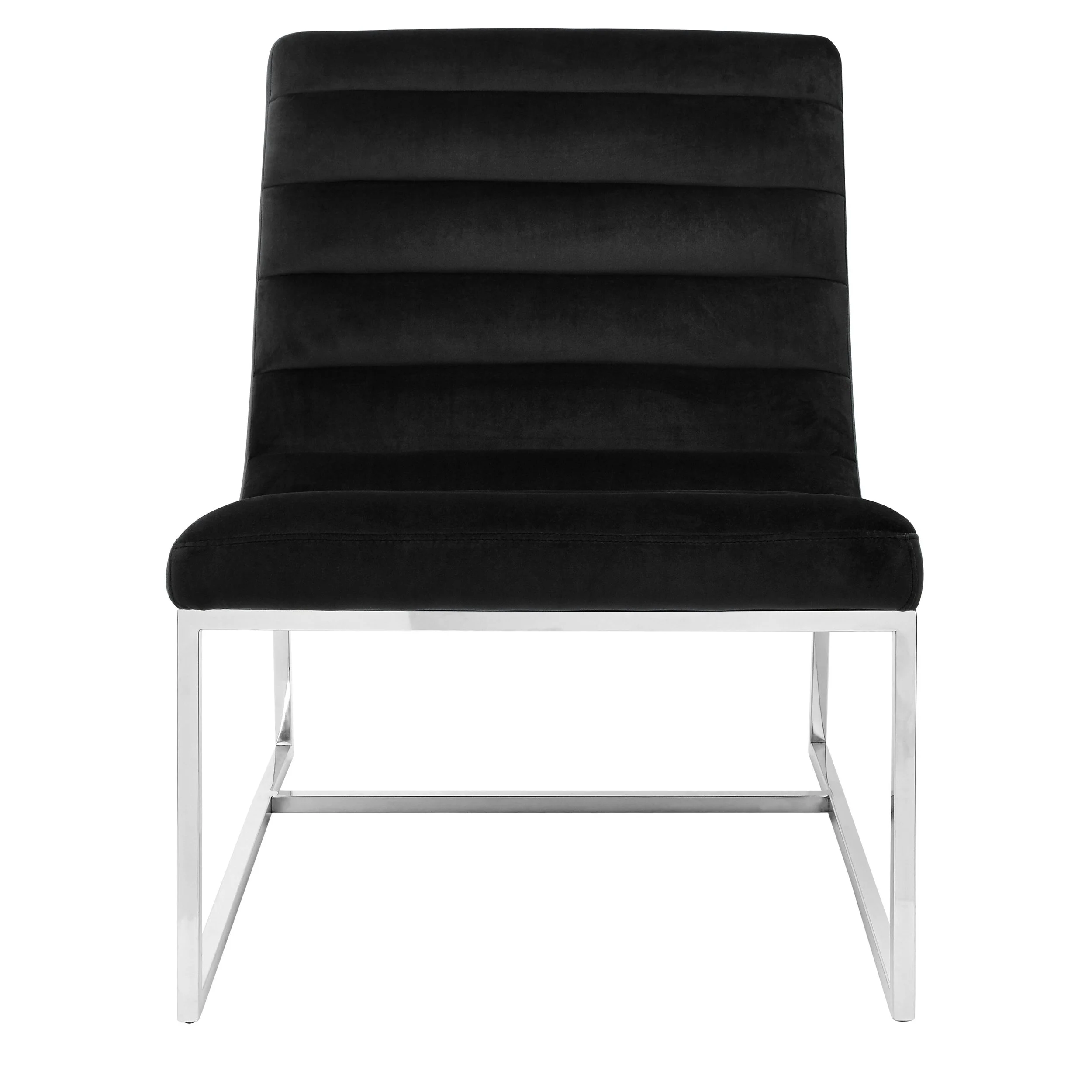 Genova Black Velvet Curved Cocktail Armchair