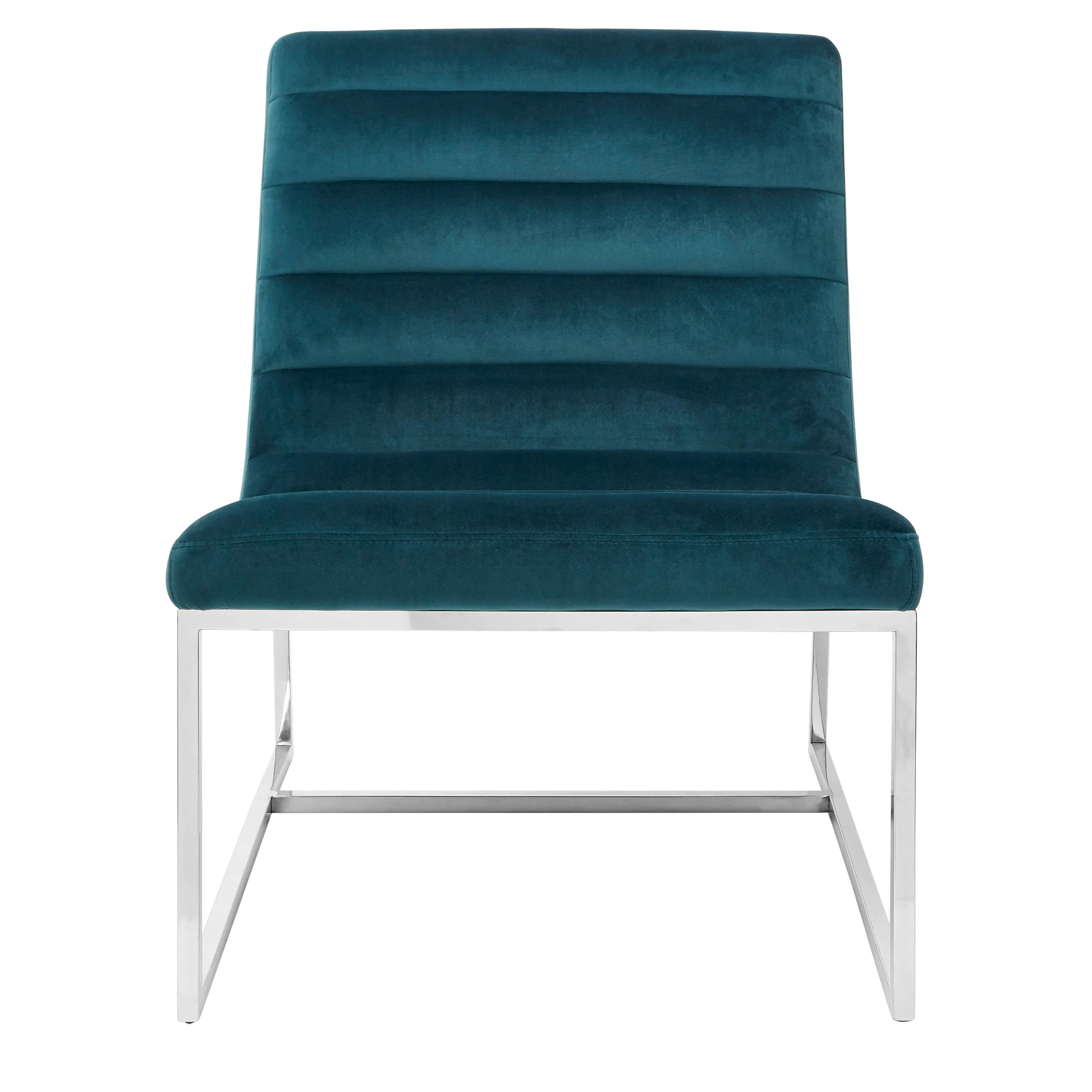 Genova Teal Velvet Curved Cocktail Armchair