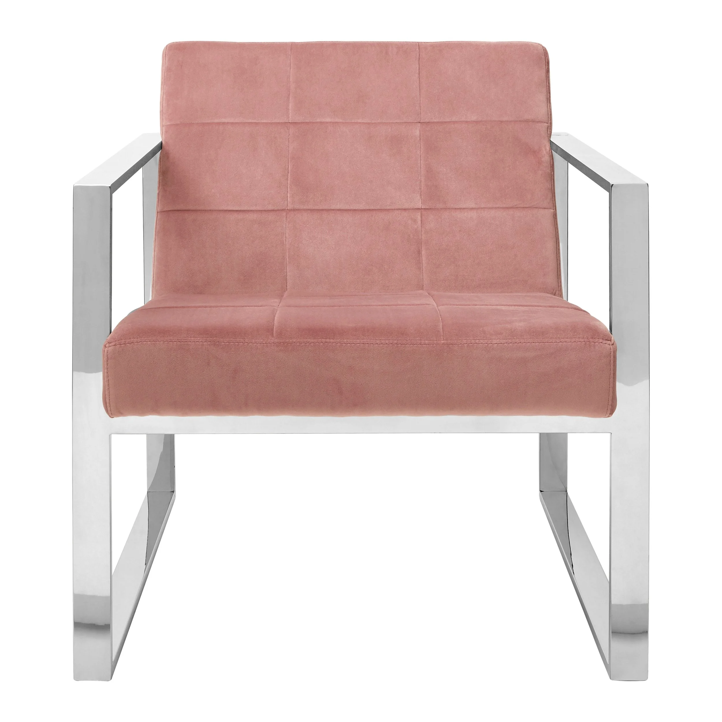 Portofino Pink Velvet Curved Cocktail Armchair