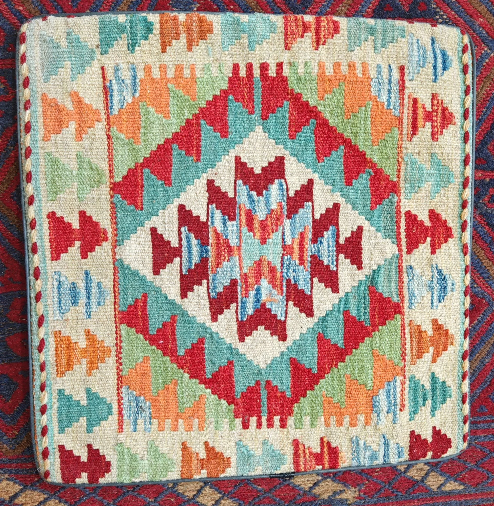 Oriental colourful  woollen cushion 8