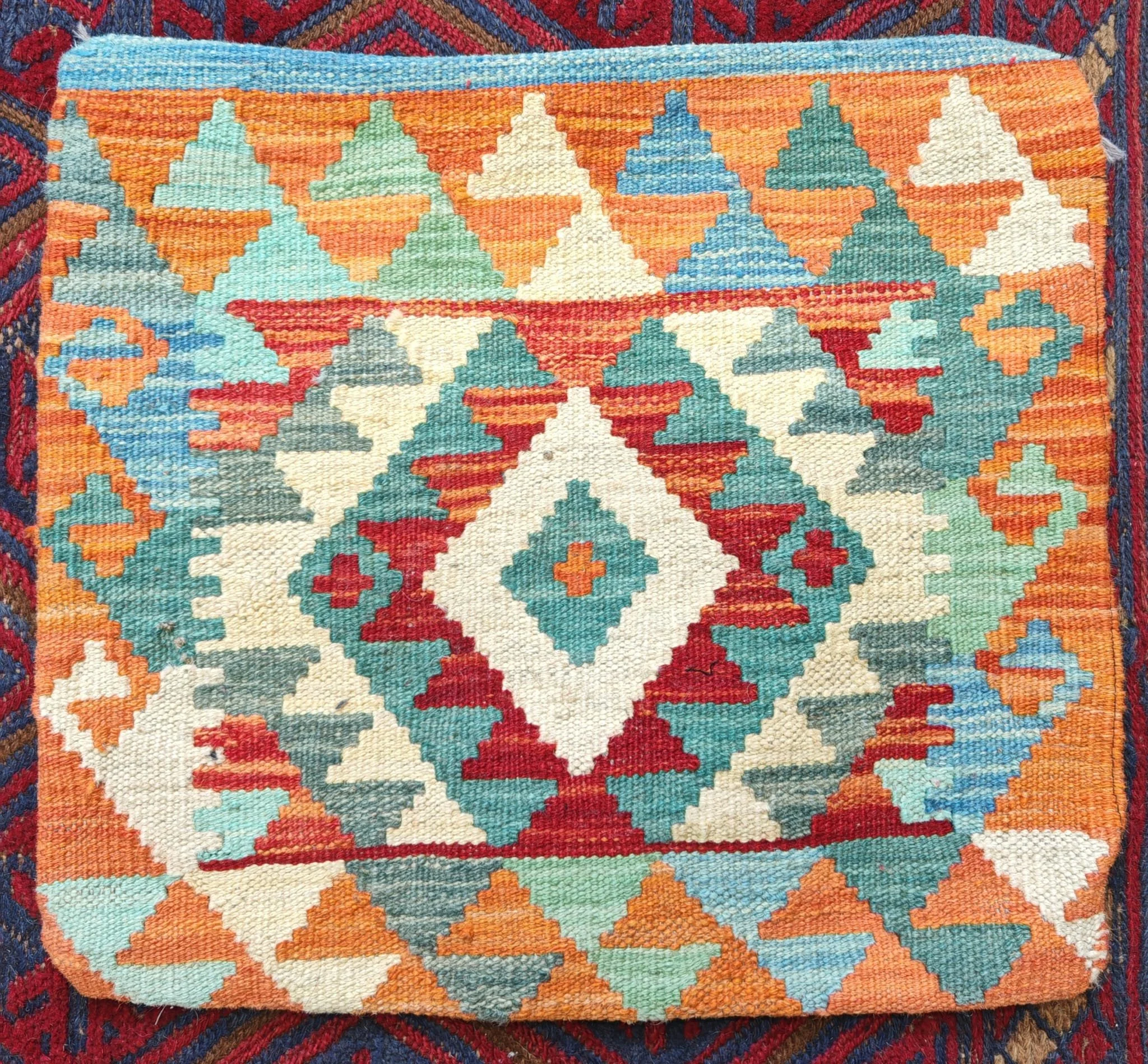 Oriental colourful  woollen cushion 1