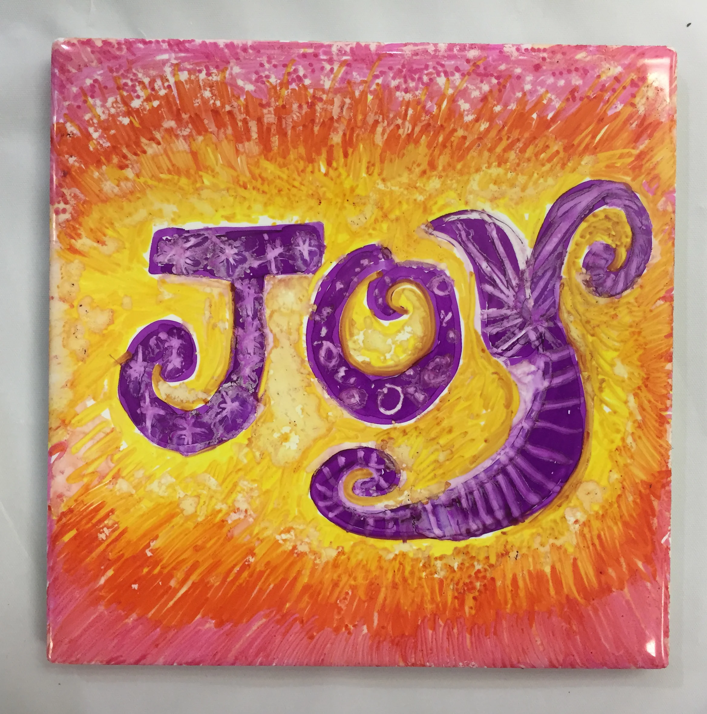 This is an example of a decorated tile of one word. We will be creating many tiles to make a group poem with the help of published poet Thasia Anne Lunger. Please join us July 11, 2019