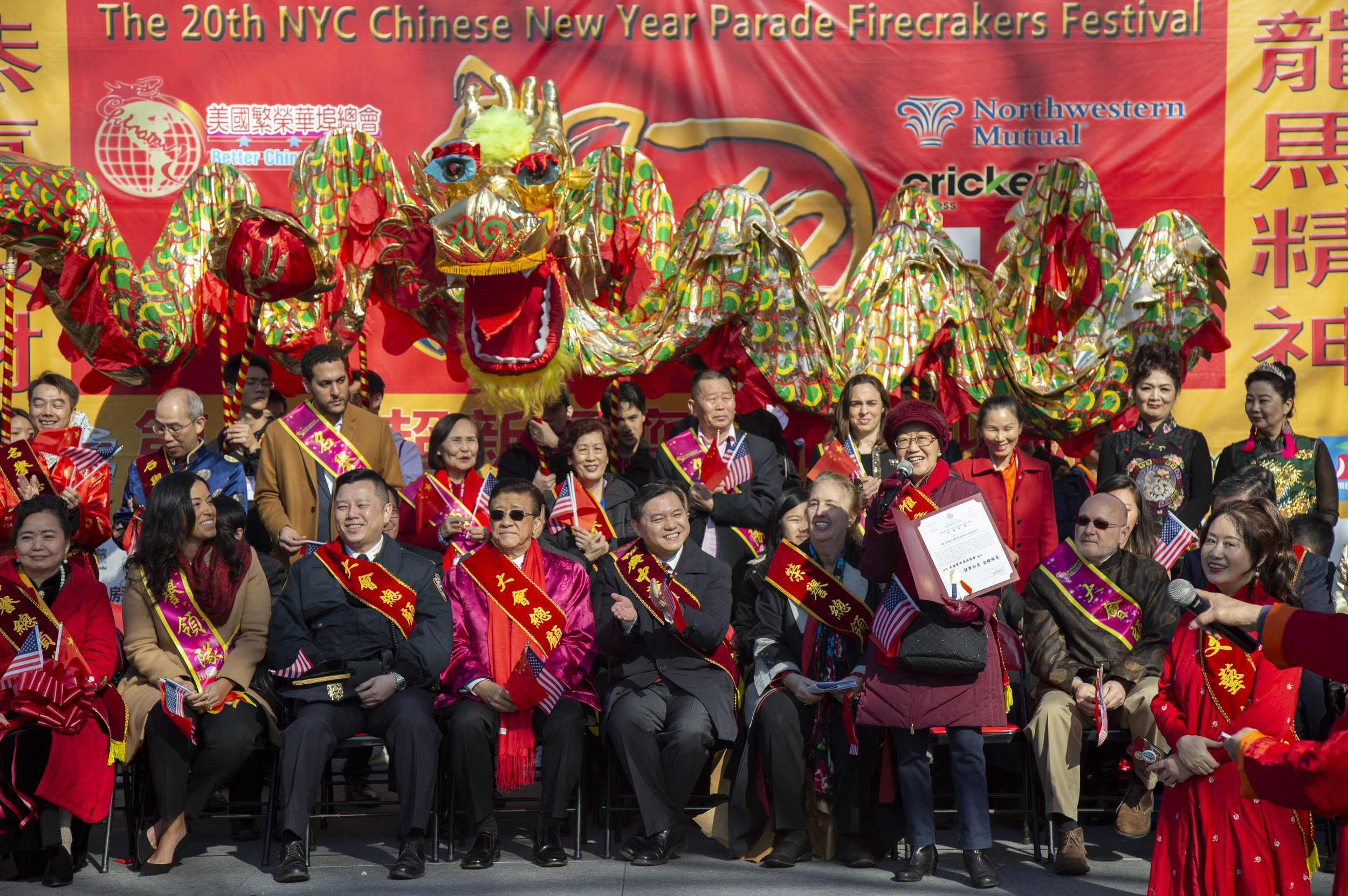 City Council Member Margaret Chin Speaks During Chinese New Year Firecracker Festival 