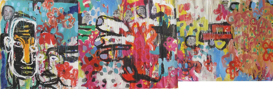Fred’s story, oil on canvas, mixed media, 280x150cm, 2017-18