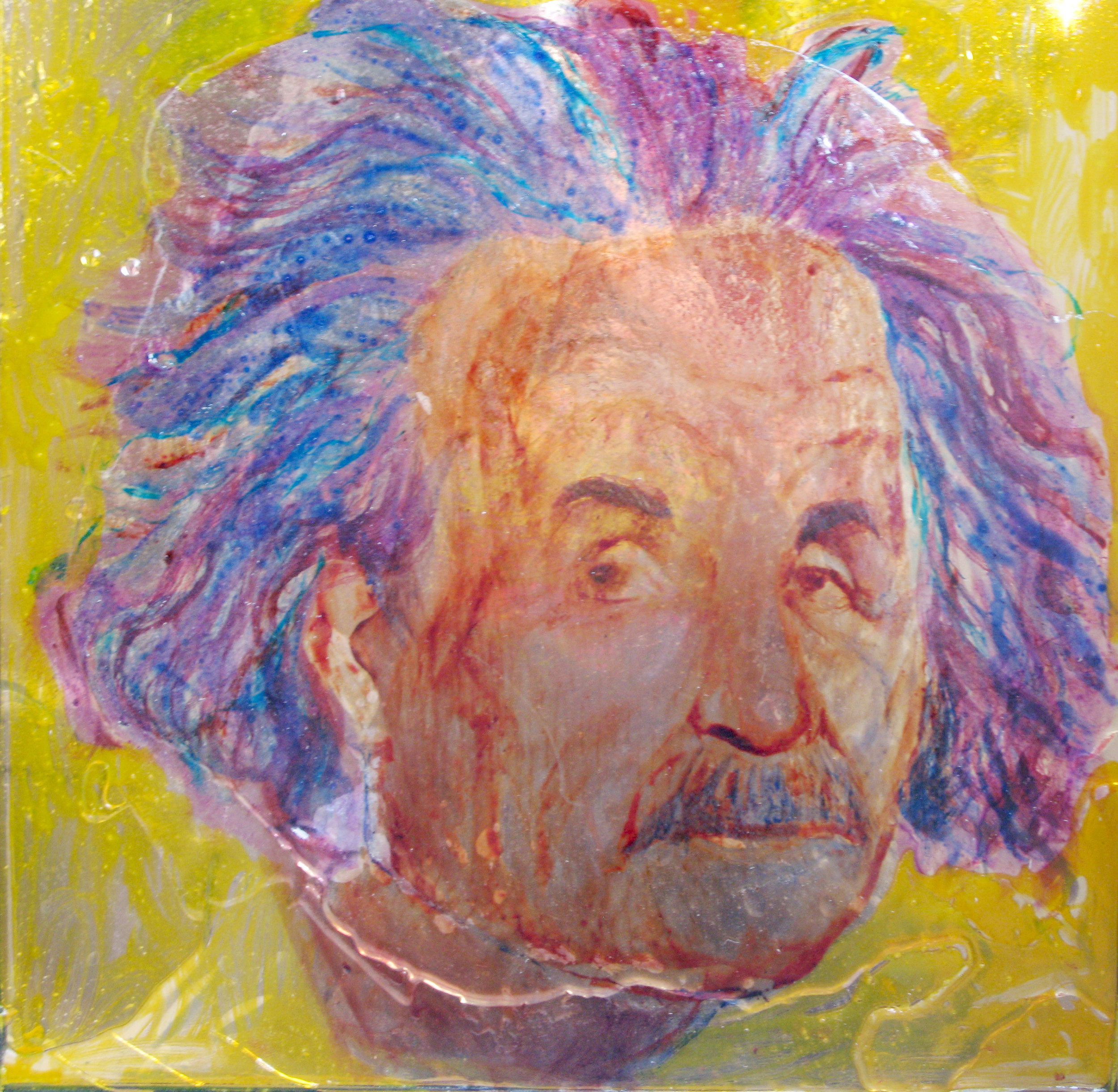 Einstein, 50x50cm, paint on glass