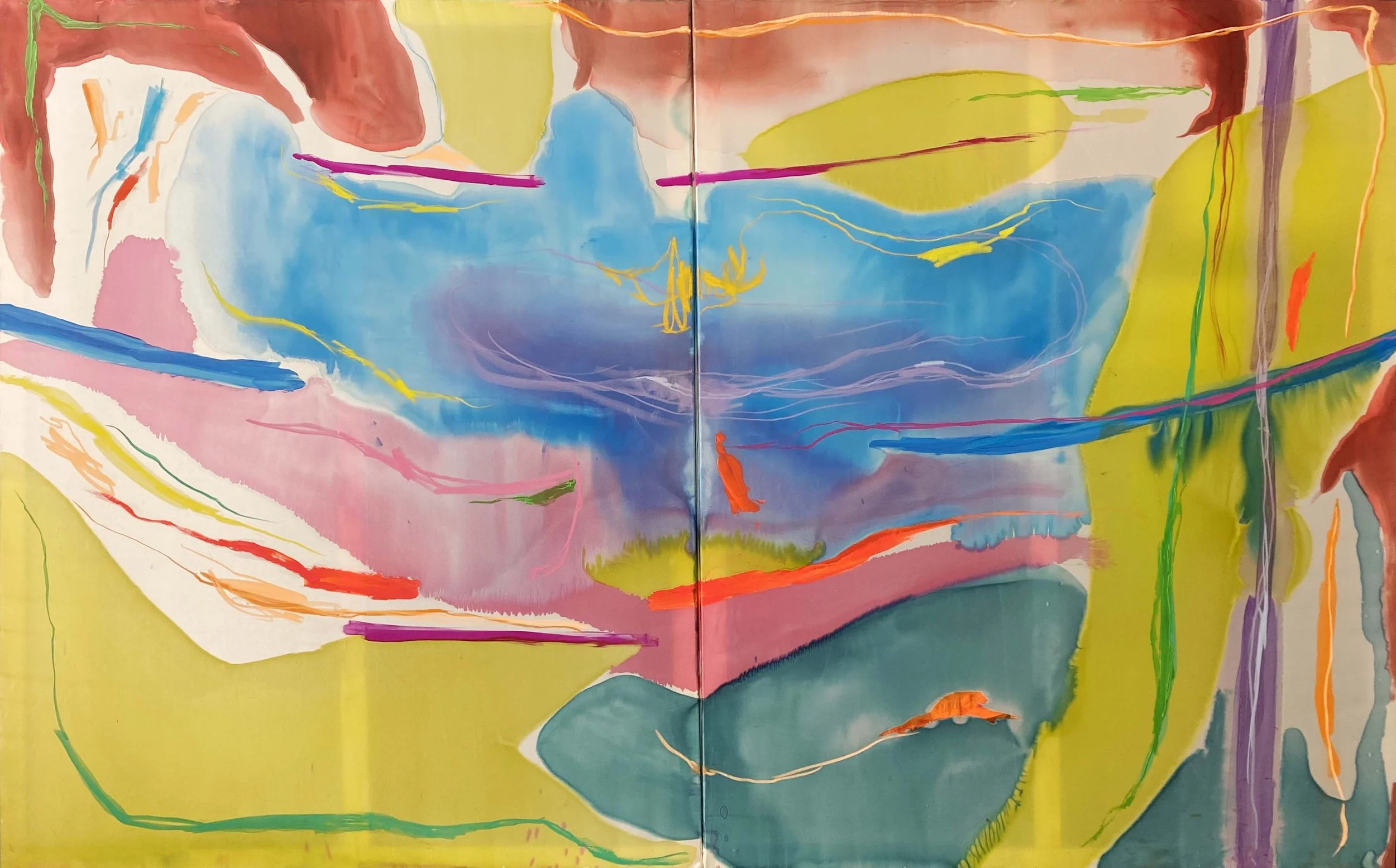 Nb 3, mixed media on satin, 145x233.5cm