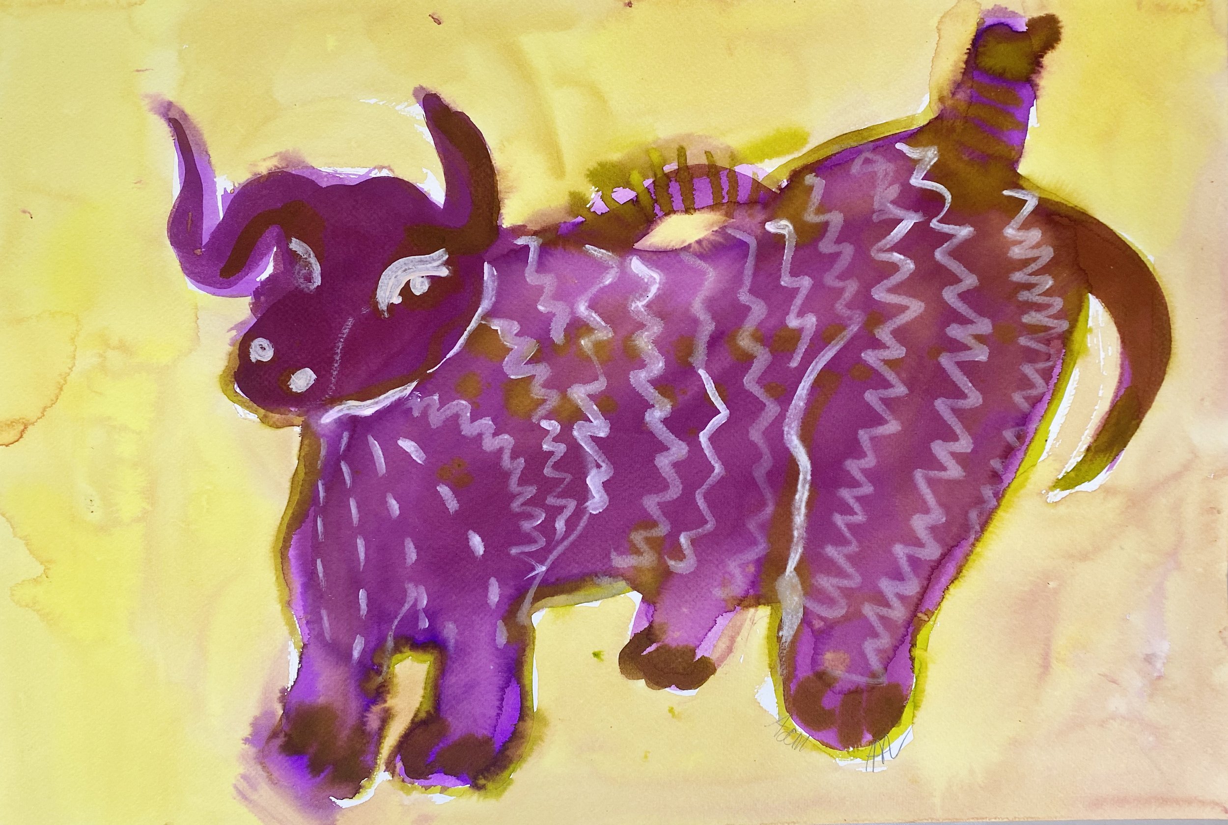 violet on yellow, 56x38cm, ink on watercolour paper, front.jpg