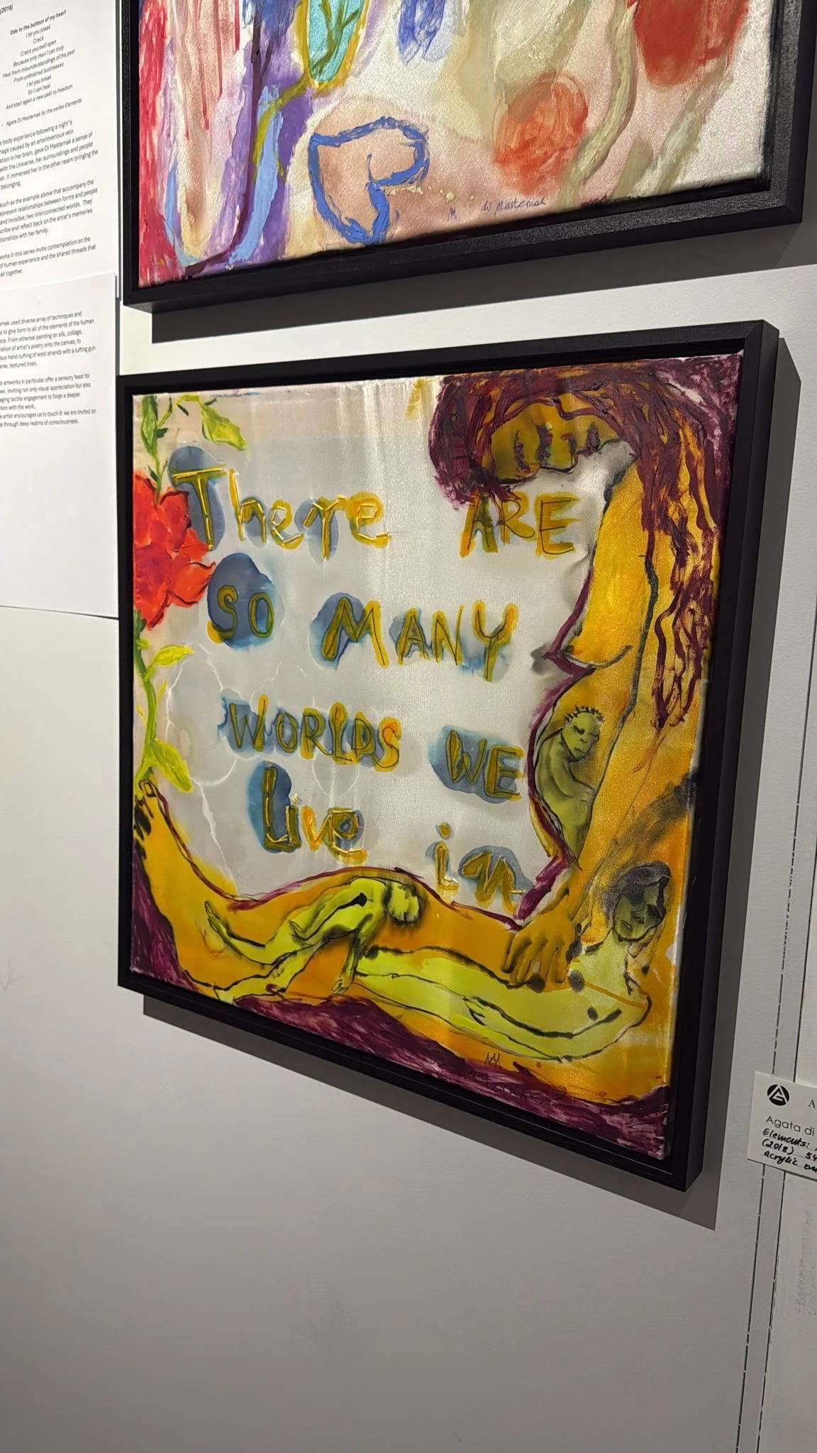 Elements series, 51x51cm, silk paint, embroidery on silk