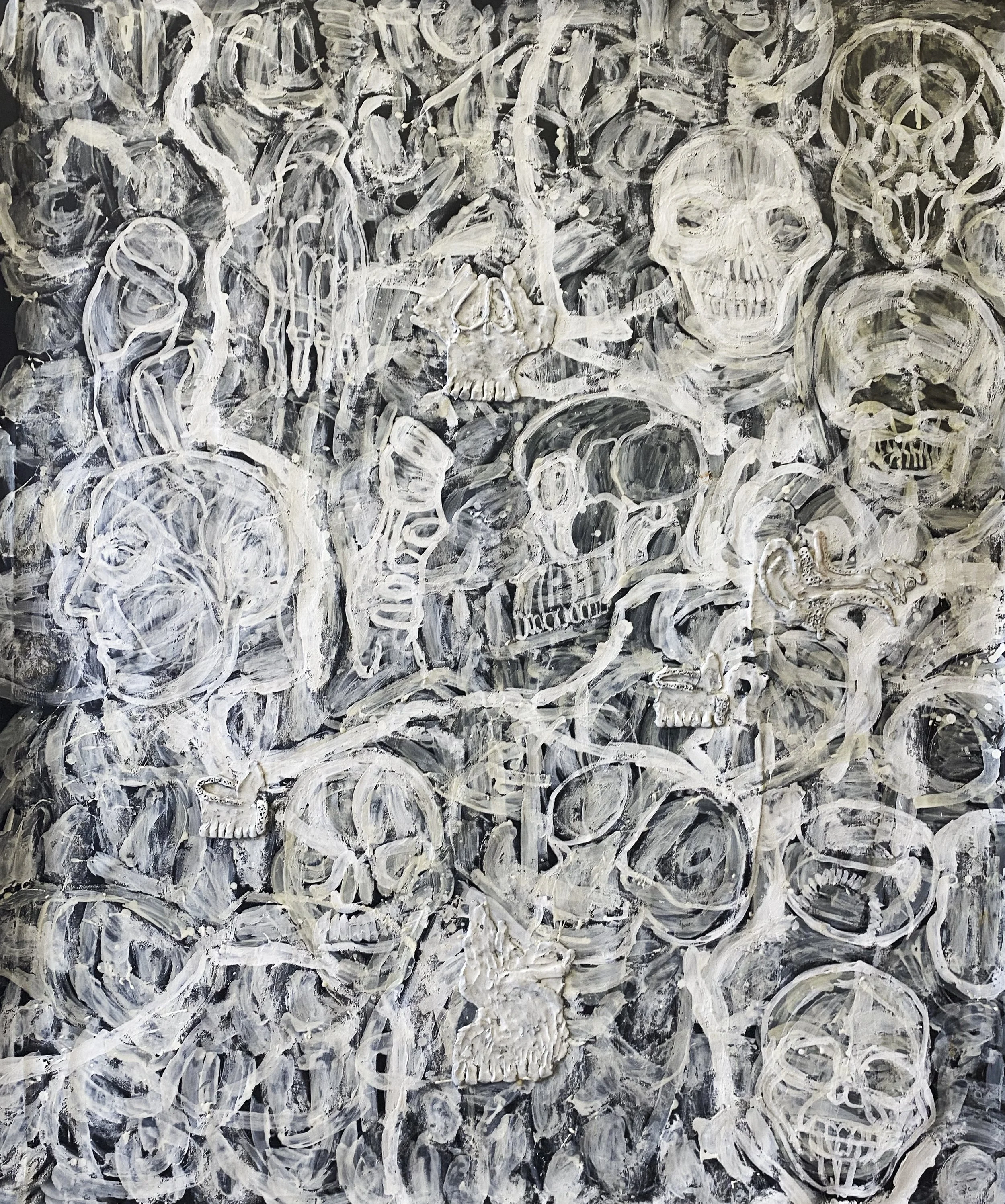 Big Heads No 16, 152x127cm, encaustic paint,plasticine on canvas, 2019.jpg