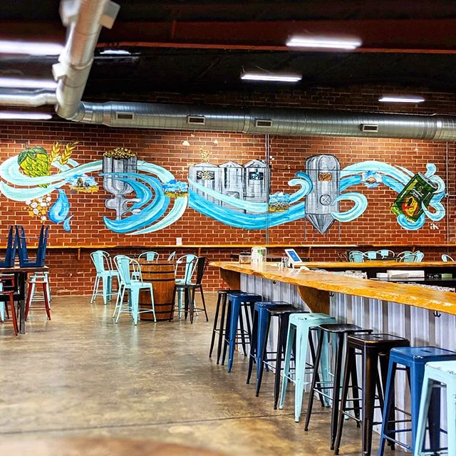 I'm sooo excited to finally share my latest mural! If you haven't been to @savannahriverbrew yet... NOW is your time! This mural displays the brewing process &amp; also little glimpses into history of the Savannah River if you look realllly close! En