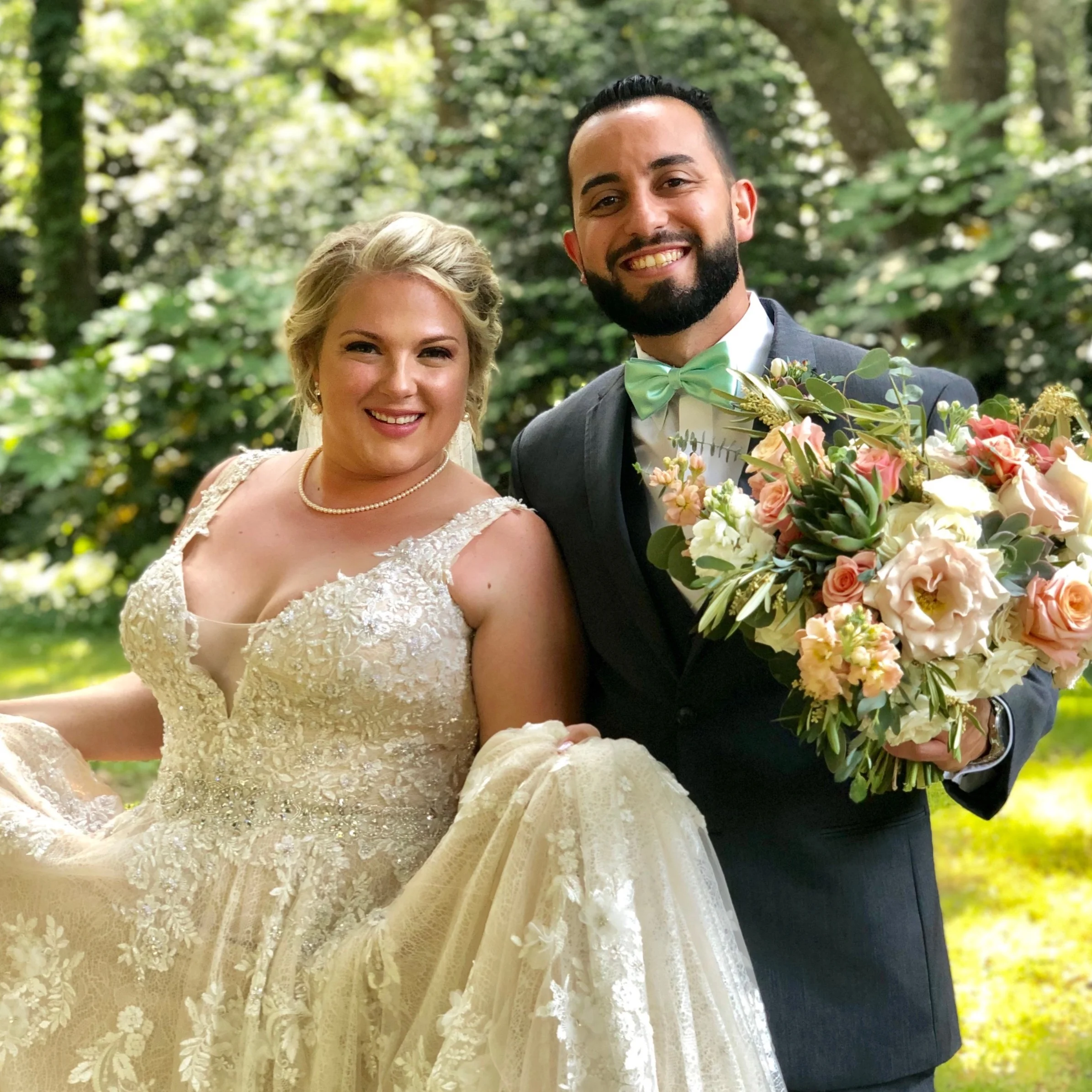The Beautiful Happy Bride, Hannah, with her fun husband, Jorge.