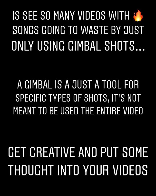 I have been seeing this too often on videos lately and had to post this. Just because your footage looks smooth and good on a gimbal doesn&rsquo;t mean you should use it for every shot in a video. A gimbal is just a tool to help tell your story. If a