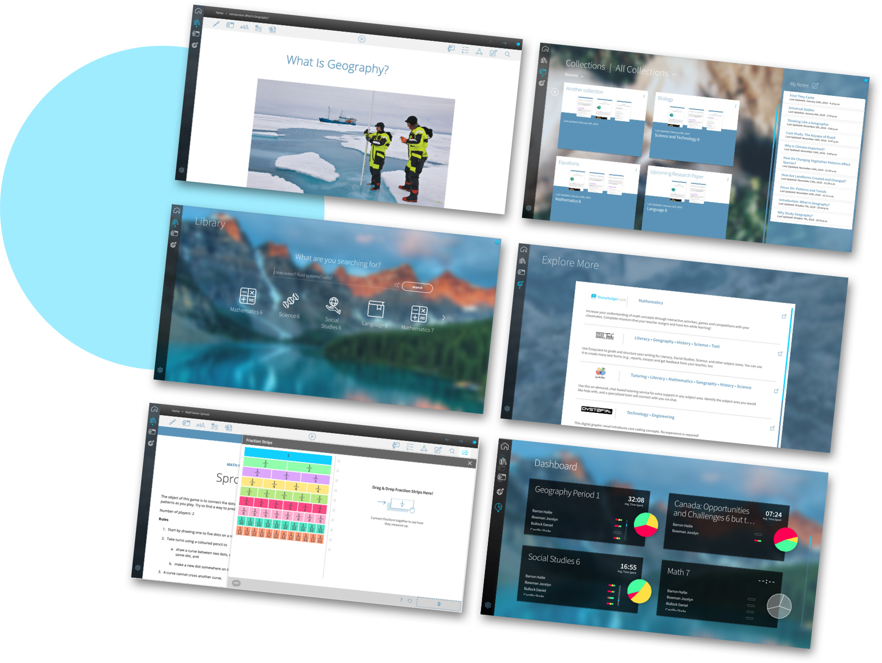 six floating Edwin UI screens