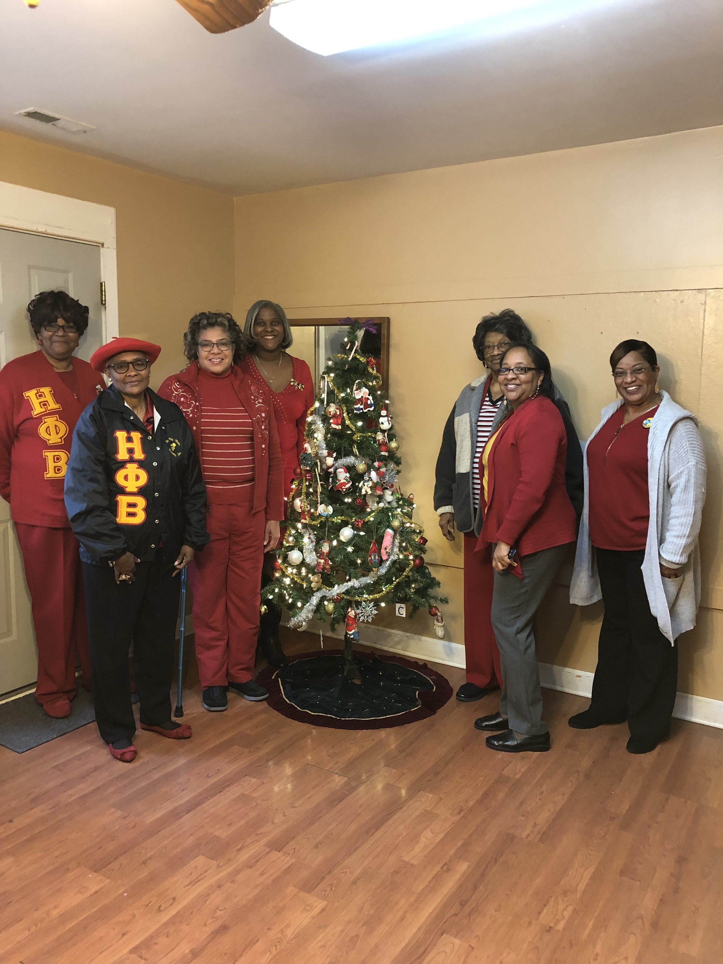  Alpha Theta visits the Domestic Violence Center of Durham, N C in December 2018.  They presented sweaters for the female residents. 