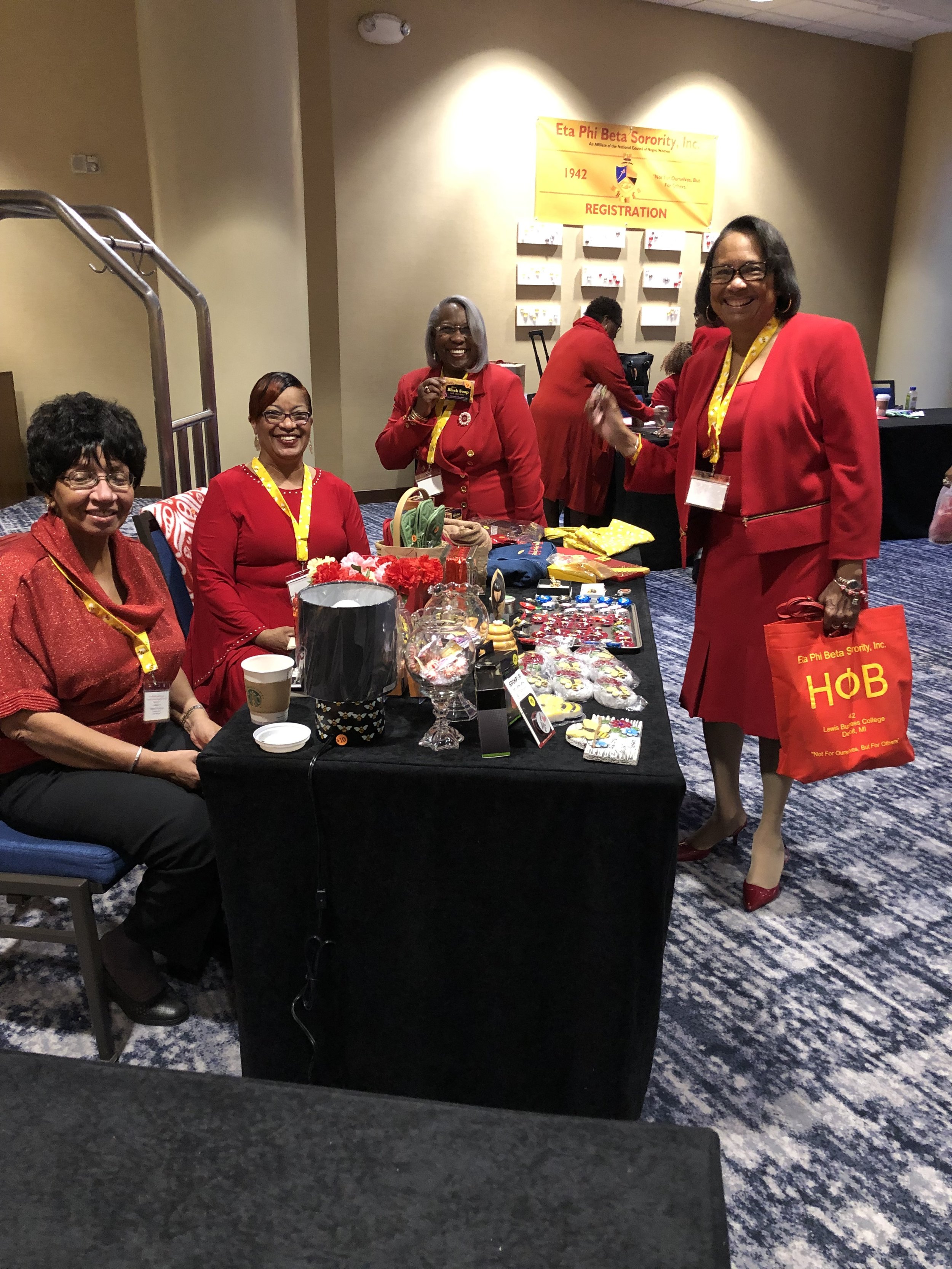  Alpha Theta’s vending table at the Grand Executive Board Meeting, Arlington, VA, March 2019 