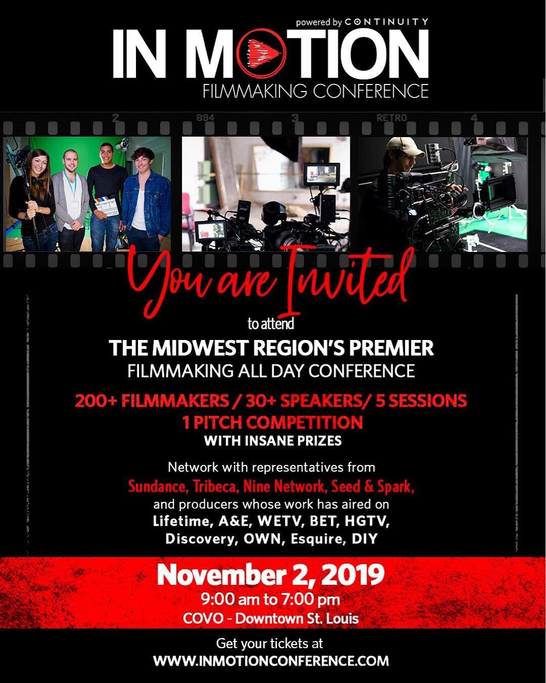Have you heard about @inmotionconference? So many incredible speakers. If you are a filmmaker in the Midwest, the pitch fest alone is a great reason to be here if nothing else.