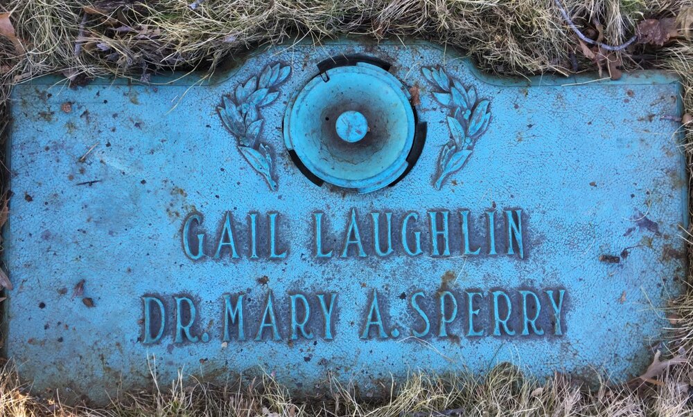 Headstone of Gail Laughlin and Dr. Mary A. Sperry  (Photo courtesy of Wendy Rouse)