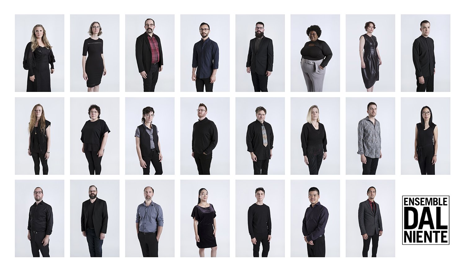  Grid of individual portraits of members of new music ensemble,  Dal Niente , Chicago IL, 2022 