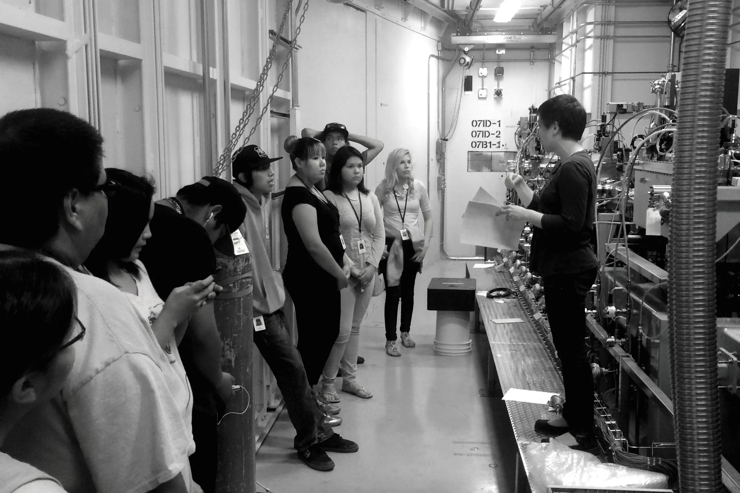  Tour of the BioXAS beamlines (2015) with the students from Bernard Constant Community School (James Smith Cree Nation community, Saskatchewan). The visit to CLS was coordinated through Nipiy Network and allowed the students to perform measurements a