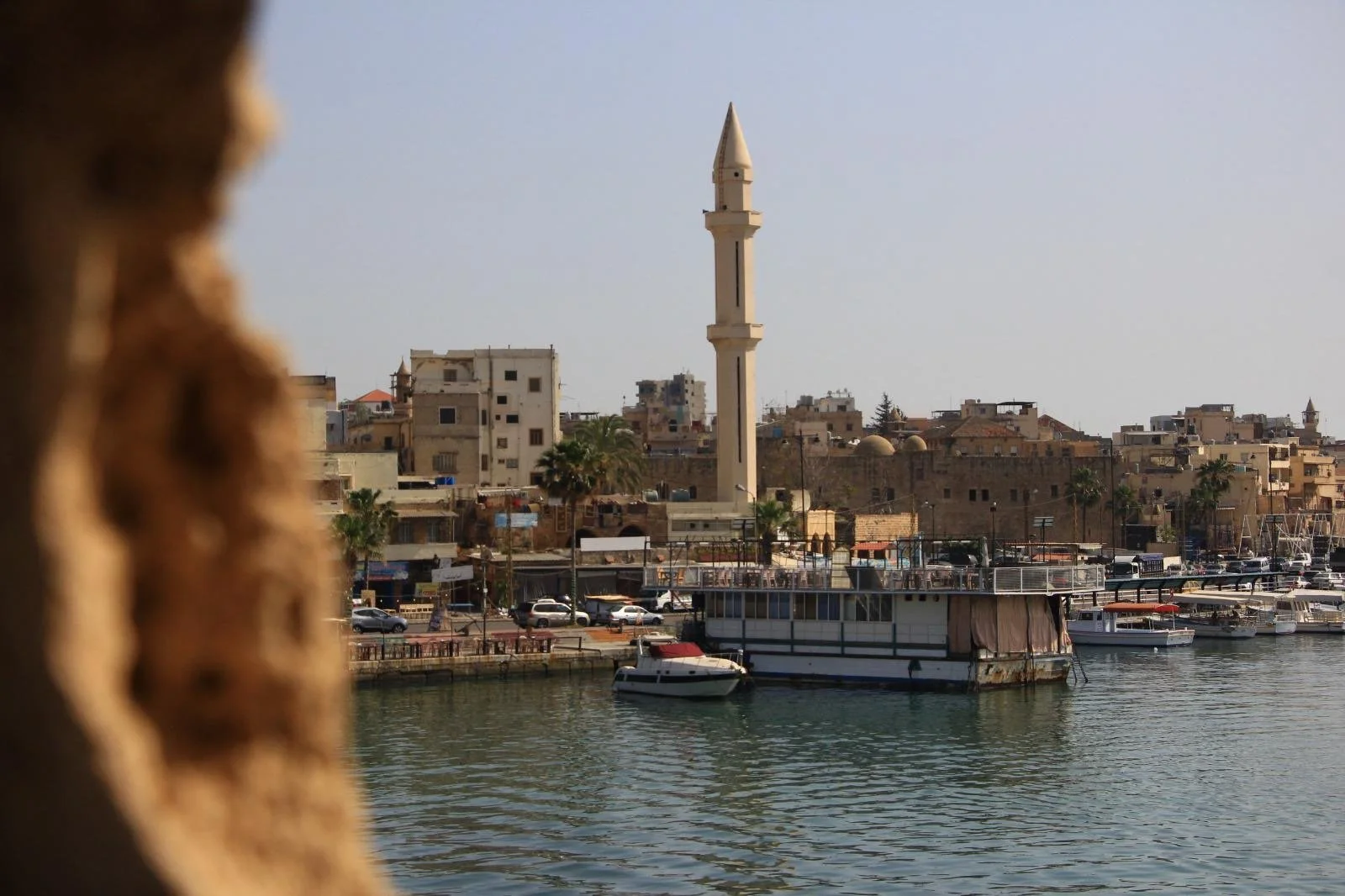 Urban landscape along Saida's historic waterfront.