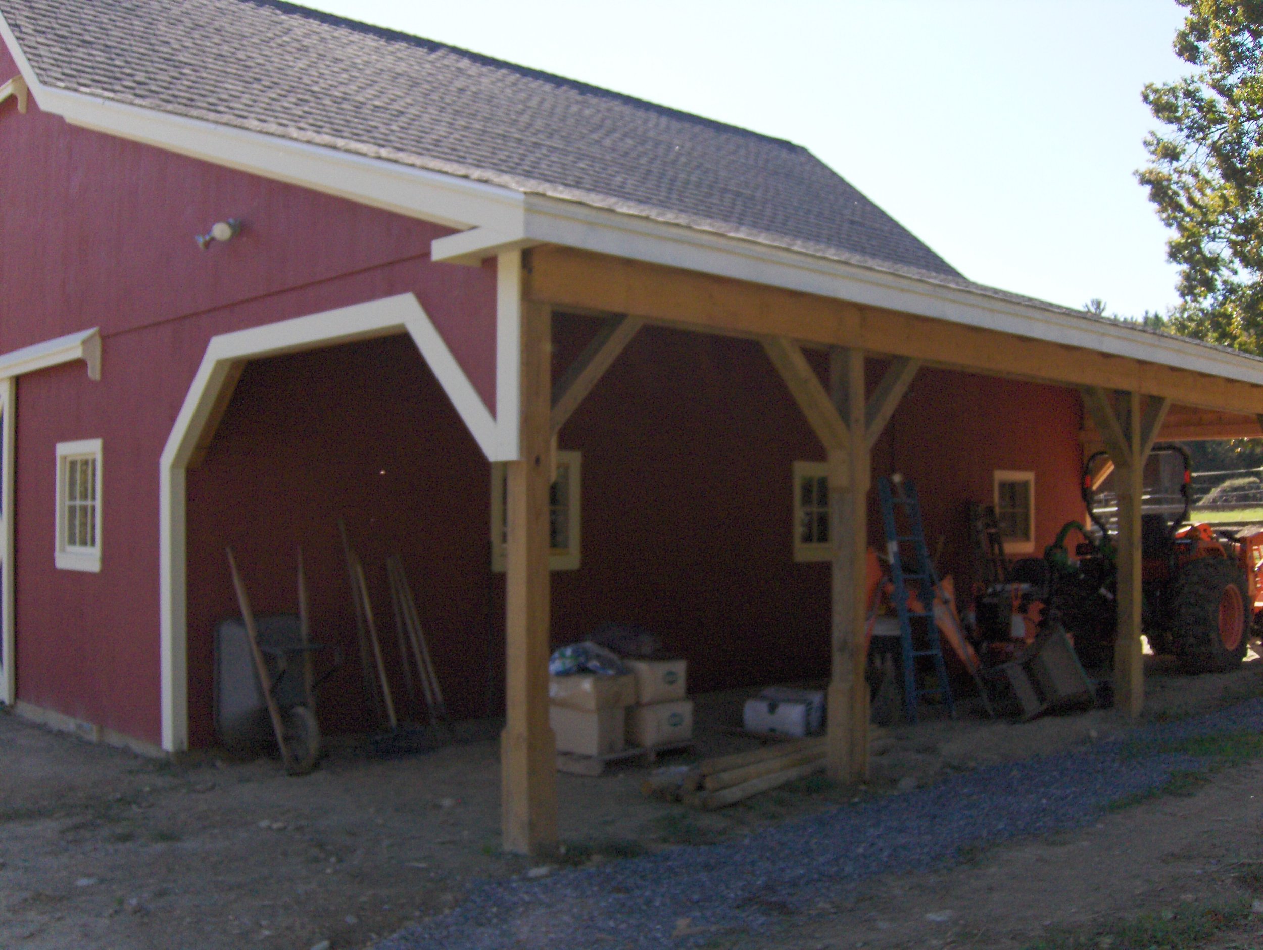  Barn overhang to store equipment 