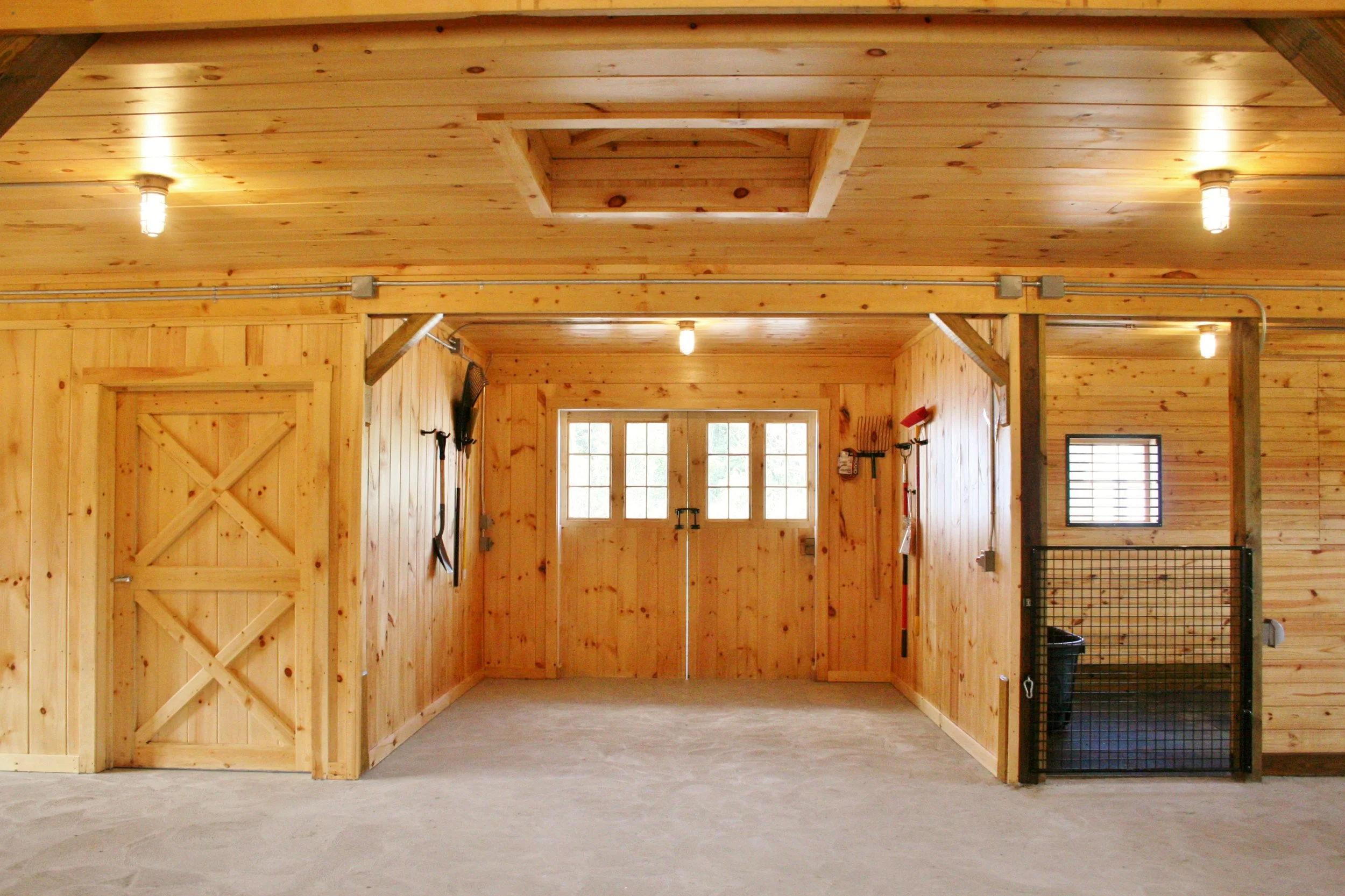 Tack, hallway and oversized stall in Apple Crest Horse Barn 