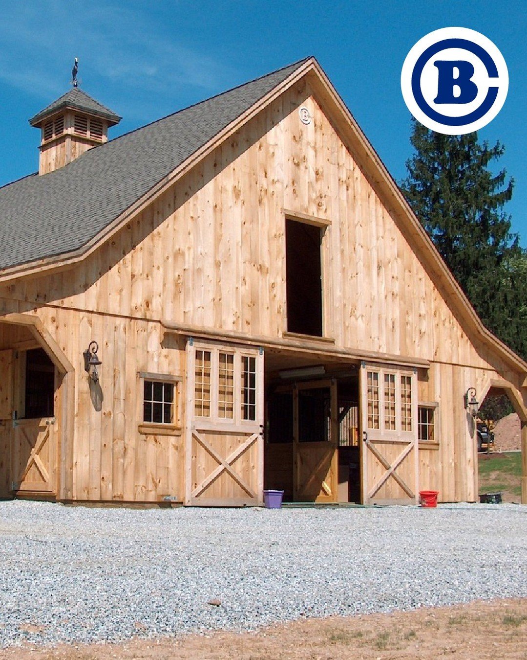 Madison Barn 36x50

Eight-stall barn with one tack room and one feed room. Overhang off each side of barn with Dutch doors to turn out. Stairs to a full loft.

#CircleB #CircleBBarn #NewEnglandStyleBarn #HorseBarn #Barn #EquestrianBarn #BarnDepot #Eq