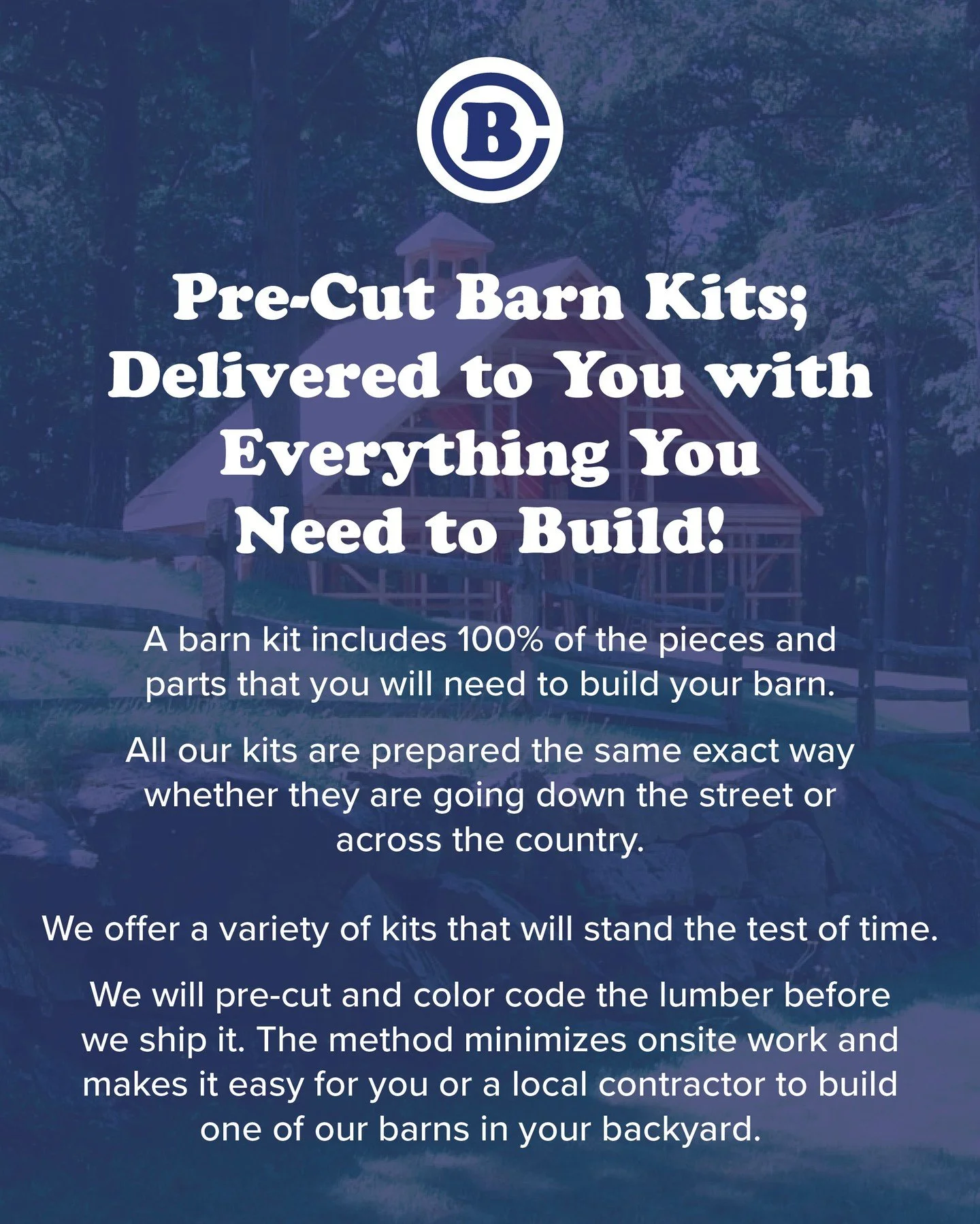Circle B&rsquo;s pre-cut barn kits make it easy to bring our classic New England style to your property, no matter where you live! Every kit includes all the pieces &amp; parts you need.

 #CircleB #NewEnglandStyleBarn #HorseBarn #Barn #EquestrianBar