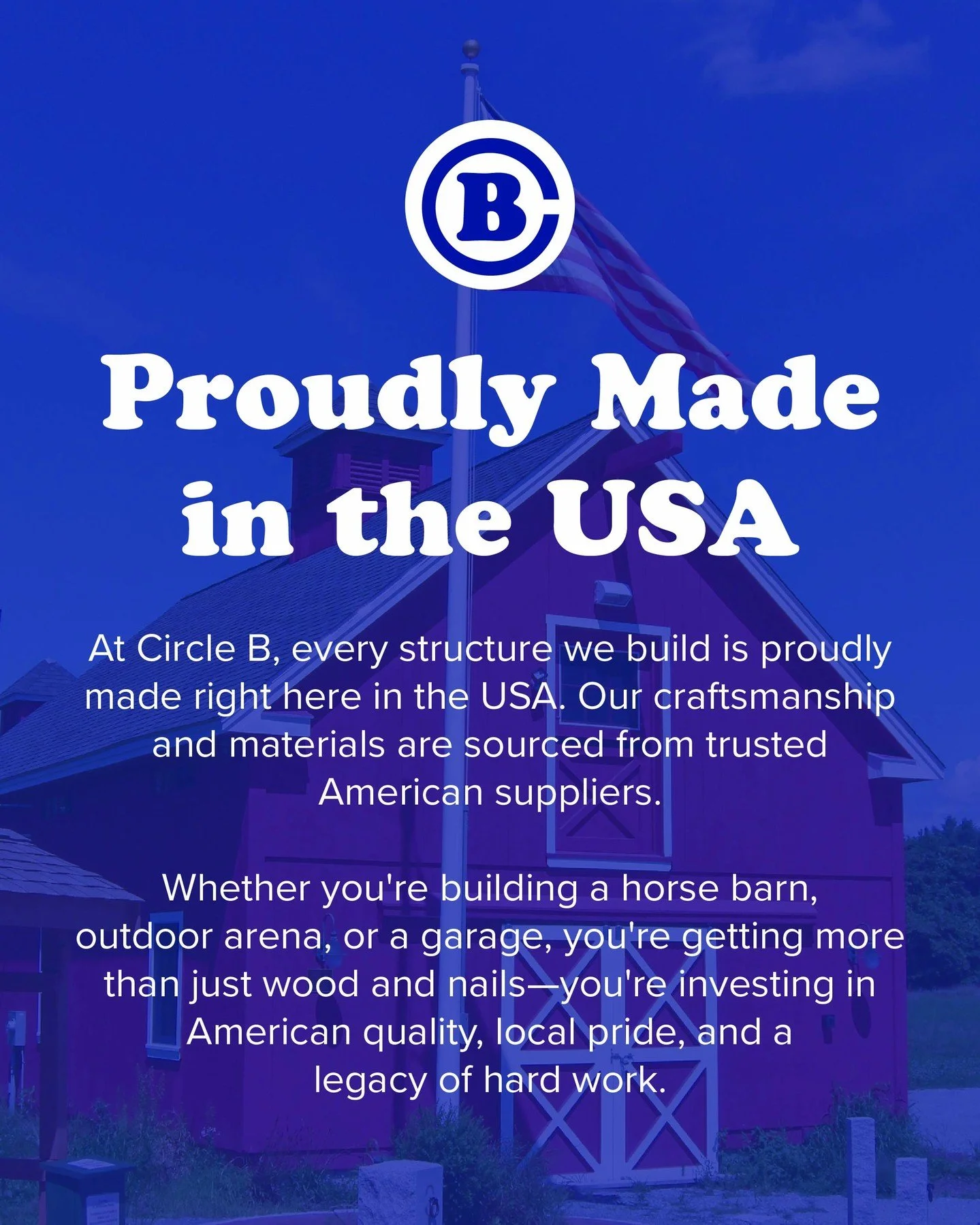 At Circle B Barn, every structure we build is proudly made in the USA, backed by generations of local knowledge, hands-on experience, &amp; a commitment to doing the job right.

#CircleB #NewEnglandStyleBarn #HorseBarn #Barn #EquestrianBarn #Equestri