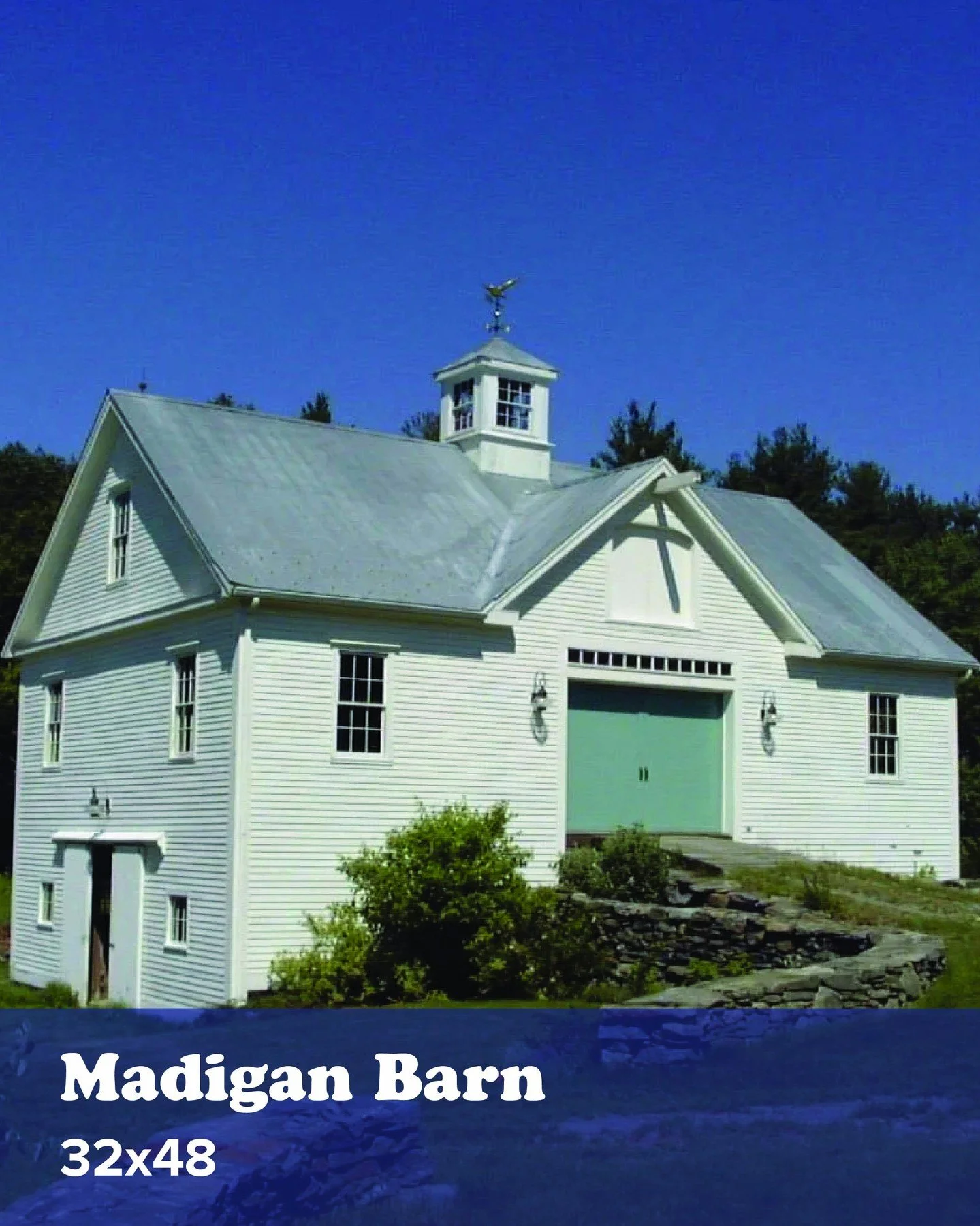 The Madigan Barn is a classic New-England-style barn with a ramp to the second floor &mdash; this style is perfect for taking advantage of hills on your land &amp; maximizing accessibility on every level.

#CircleB #NewEnglandStyleBarn #HorseBarn #Ba