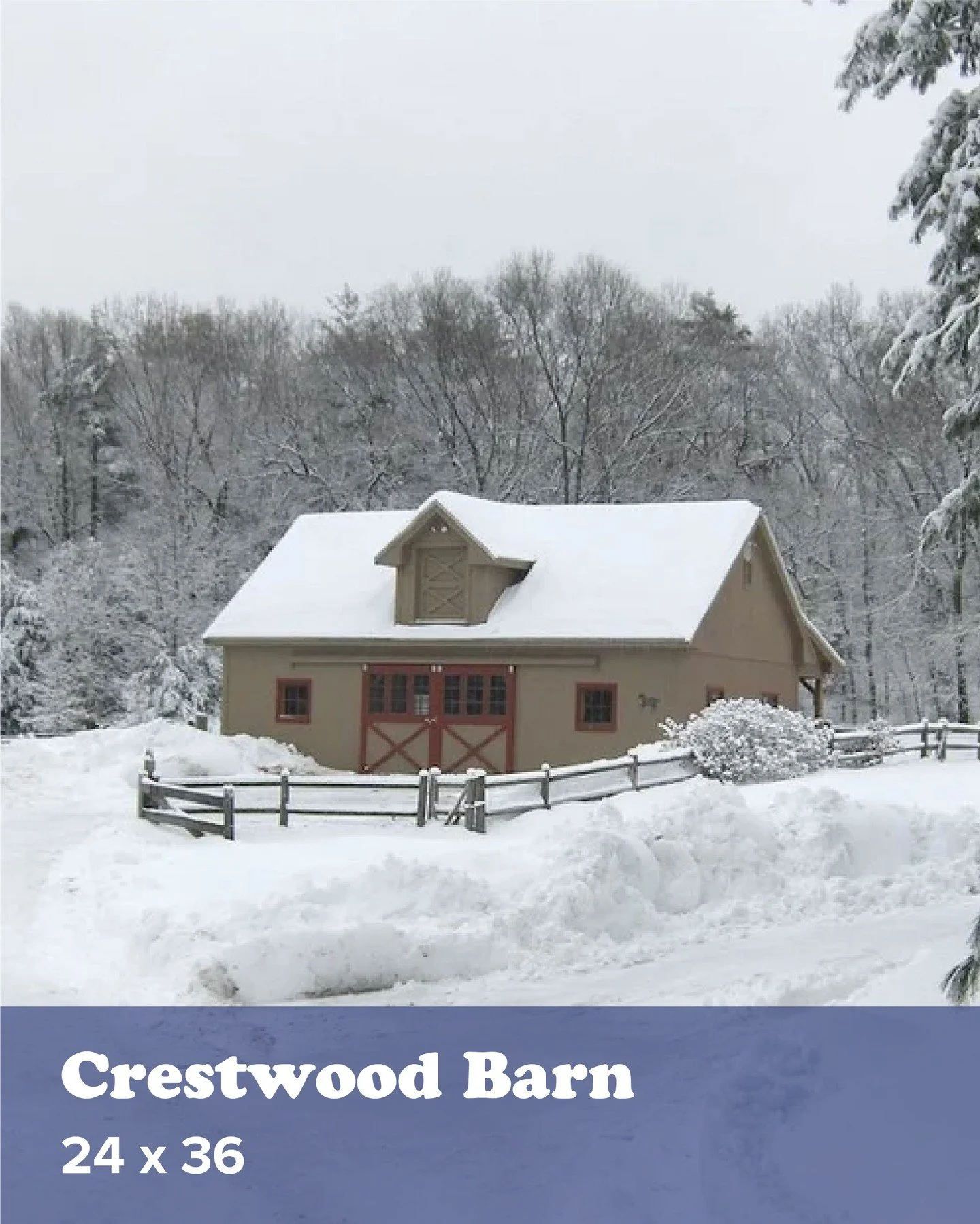 This custom stall barn is a 24&rsquo; x 36&rsquo; x 10&rsquo; building with three 12&rsquo; x 12&rsquo; stalls, two with swinging stall doors &amp; one with a standard sliding stall door. It also features a full loft with ship&rsquo;s ladder access &