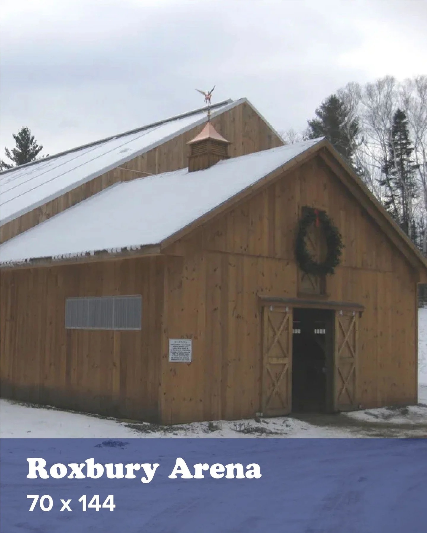 The Roxbury Arena has a fabric roof, steel frame, &amp; long windows for plenty of natural light! It also has a 30&rsquo; x 20&rsquo; storage entryway that&rsquo;s perfect for horse carts.