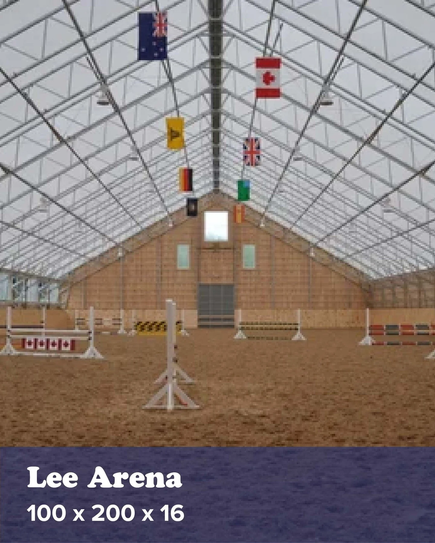 We built the Lee Arena as a fabric-roof, steel-framed indoor riding arena with custom sliding/garage door-style windows on one sidewall, plus openings for customer-provided overhead doors &amp; sliding doors.

We can incorporate anything you want int