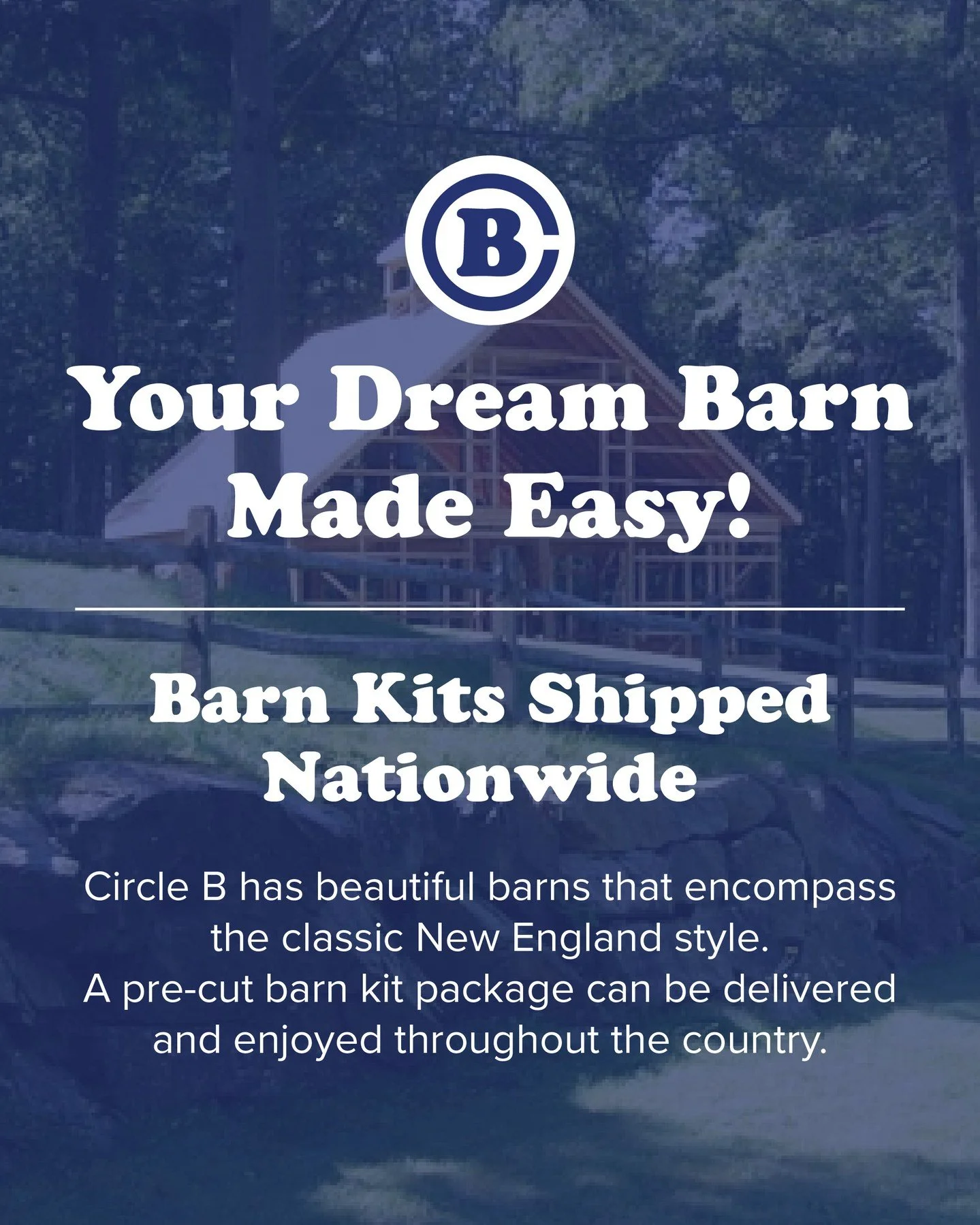 Building your dream barn just got easier &mdash; Circle B Barn ships our pre-cut barn kits nationwide! 
They contain everything you &amp; your builders need to get the job done. 🛠️