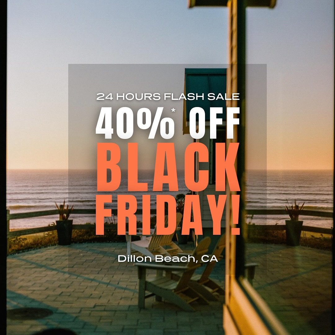 BOOK NOW: LINK IN BIO

Don&rsquo;t miss out on early savings! Take advantage of our Black Friday Sale, today only! Book a two-night minimum stay between December 2&ndash;20 and enjoy an exclusive 40% OFF. This limited-time offer is your chance to esc